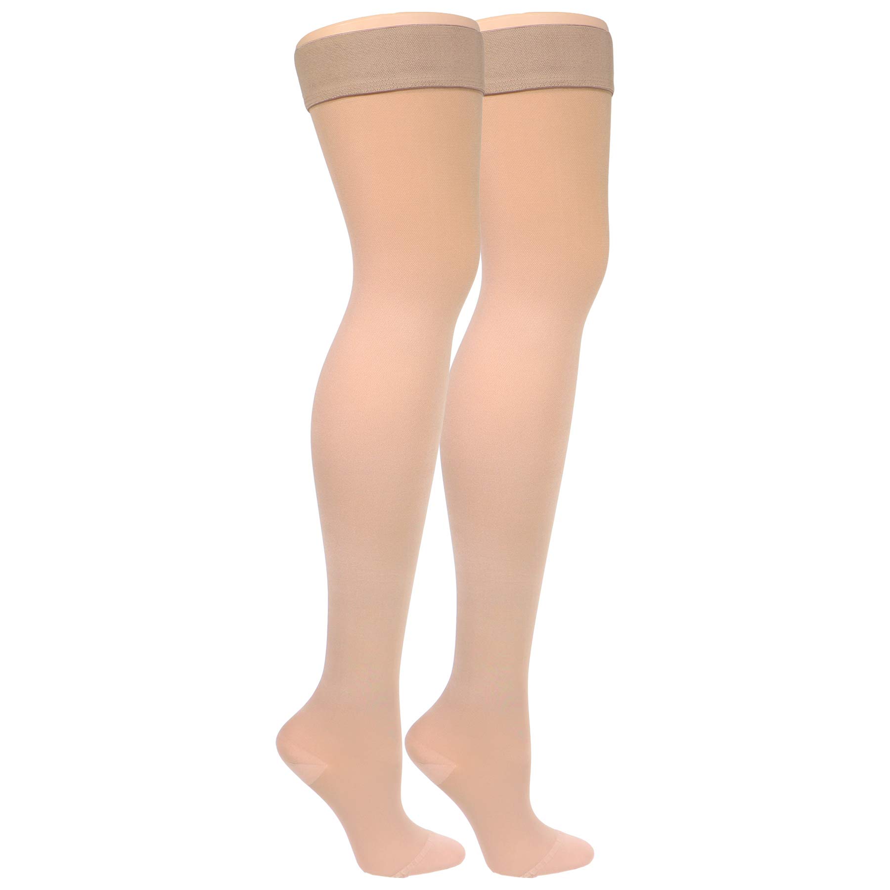 Truform Women's Open Toe Thigh High Compression Stockings - 20-30mmHg Medical Grade Support for Varicose Veins, Swelling & Travel - Perfect for Nurses, Pregnant Women & Long Flights