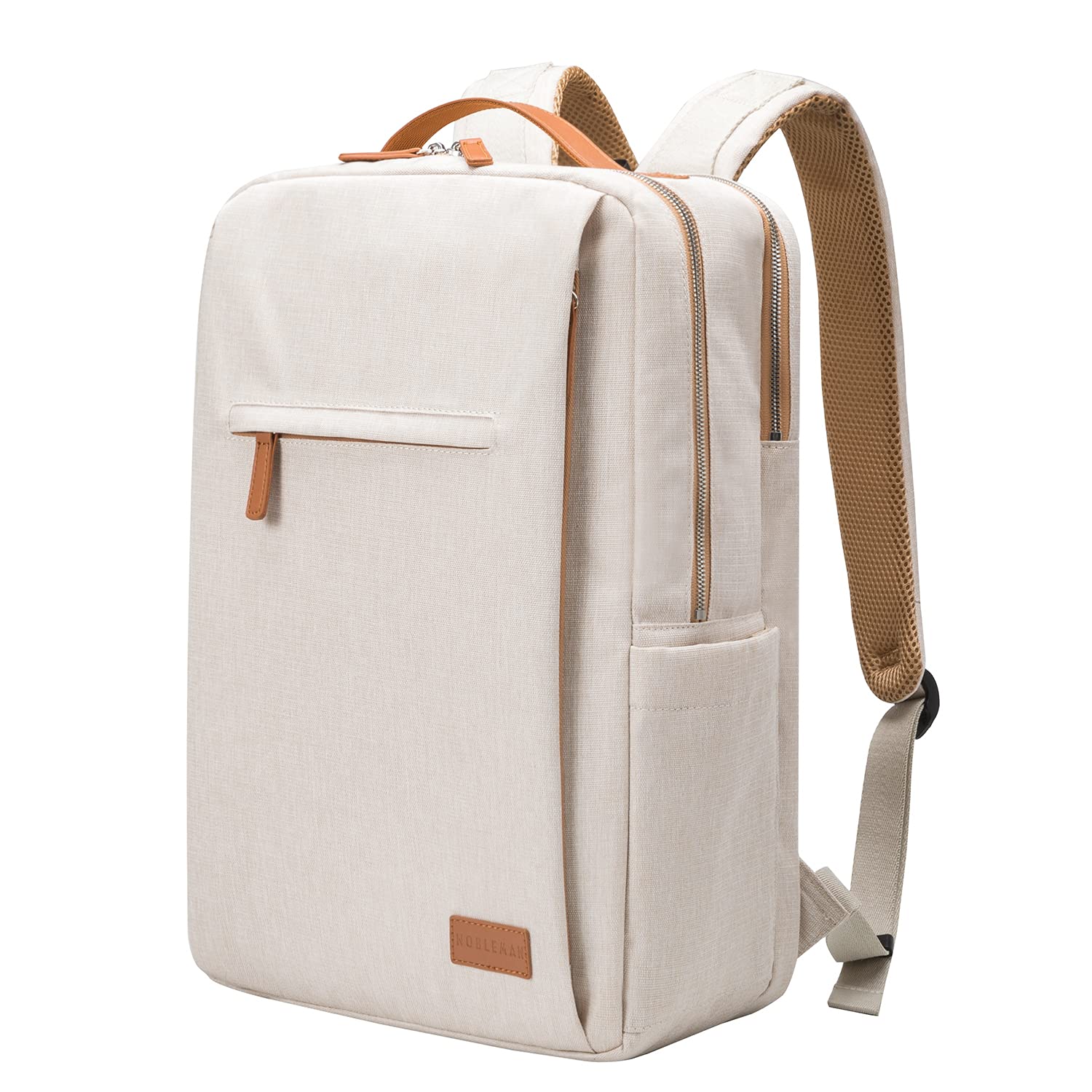 NOBLEMAN Men's Waterproof Travel Backpack - 15.6 Inch Laptop Backpack with USB Charging Port, Lightweight Daypack for Work, School & Outdoor Adventures (Beige) | Perfect for Business Travel, College & Daily Commute