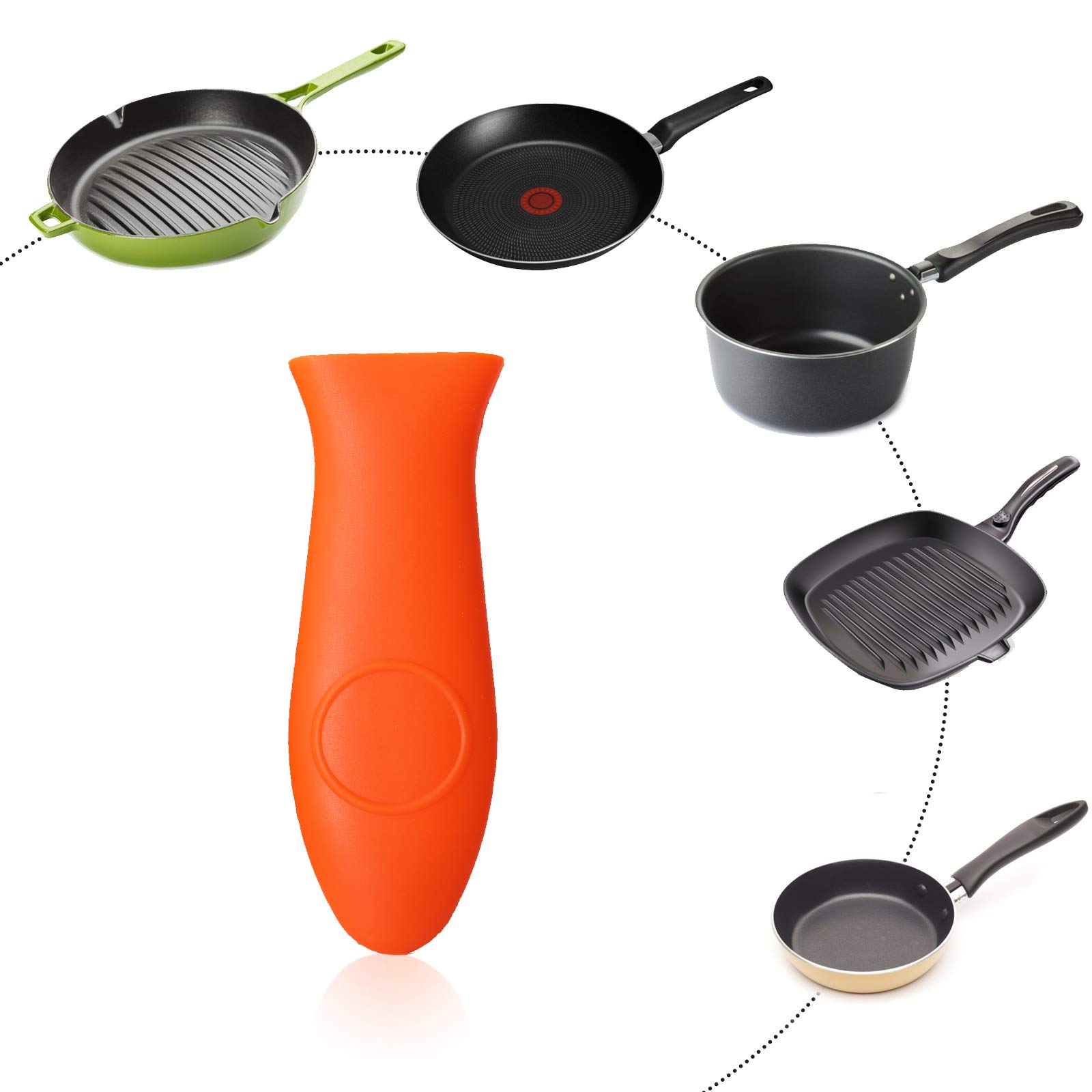 Heat Resistant Silicone Pot Handle Holder - Non-Slip Rubber Grip Sleeve for Cooking & Baking (Orange) - Perfect for Stovetop, Oven & Grill Use