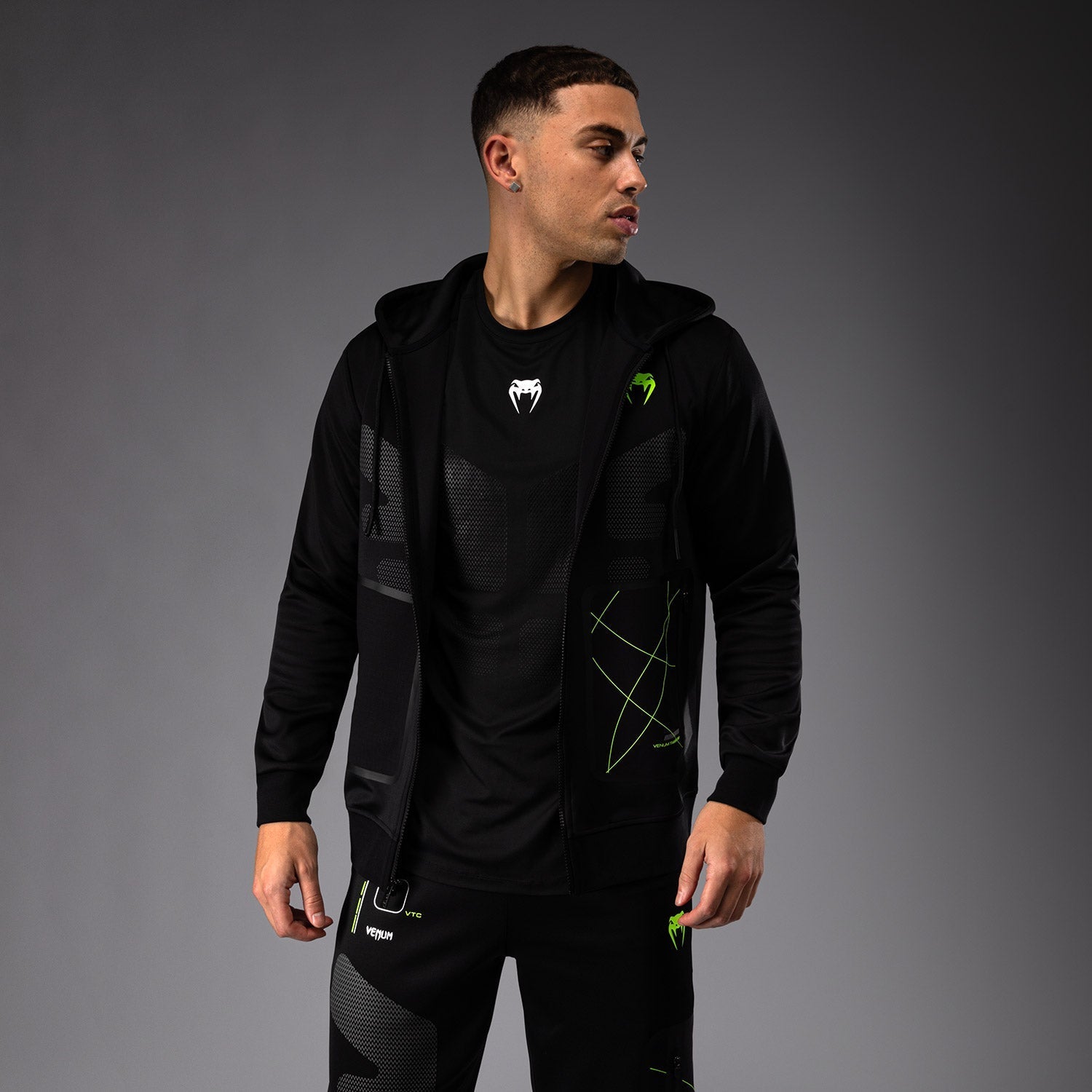 Venum Training Camp 4.0 Full Zip Hoodie - Black & Neon Green MMA Workout Jacket for Men | Gym, Martial Arts & Streetwear Fashion