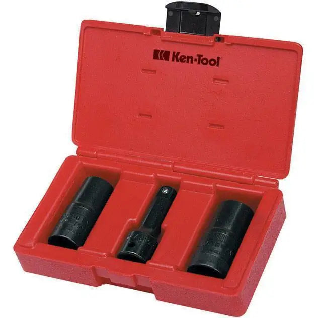 Ken Tool 3-Piece Lug and Lock Flip Socket Set - Heavy Duty Impact Sockets for Car Wheel, Truck & Auto Repair - Perfect for Mechanics and DIY Enthusiasts