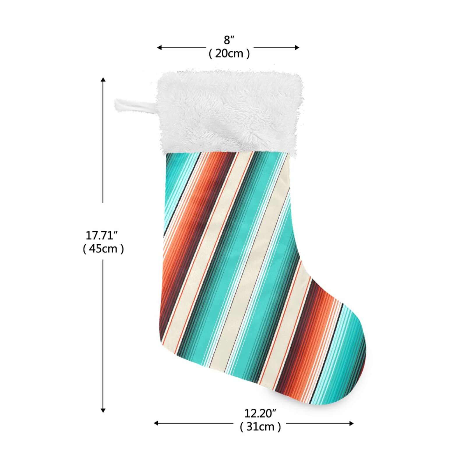 2 Pack Mexican Serape Striped Christmas Stockings - 17.7 Inch Large Fireplace Hanging Decorations for Holiday Gift Exchange & Festive Home Decor