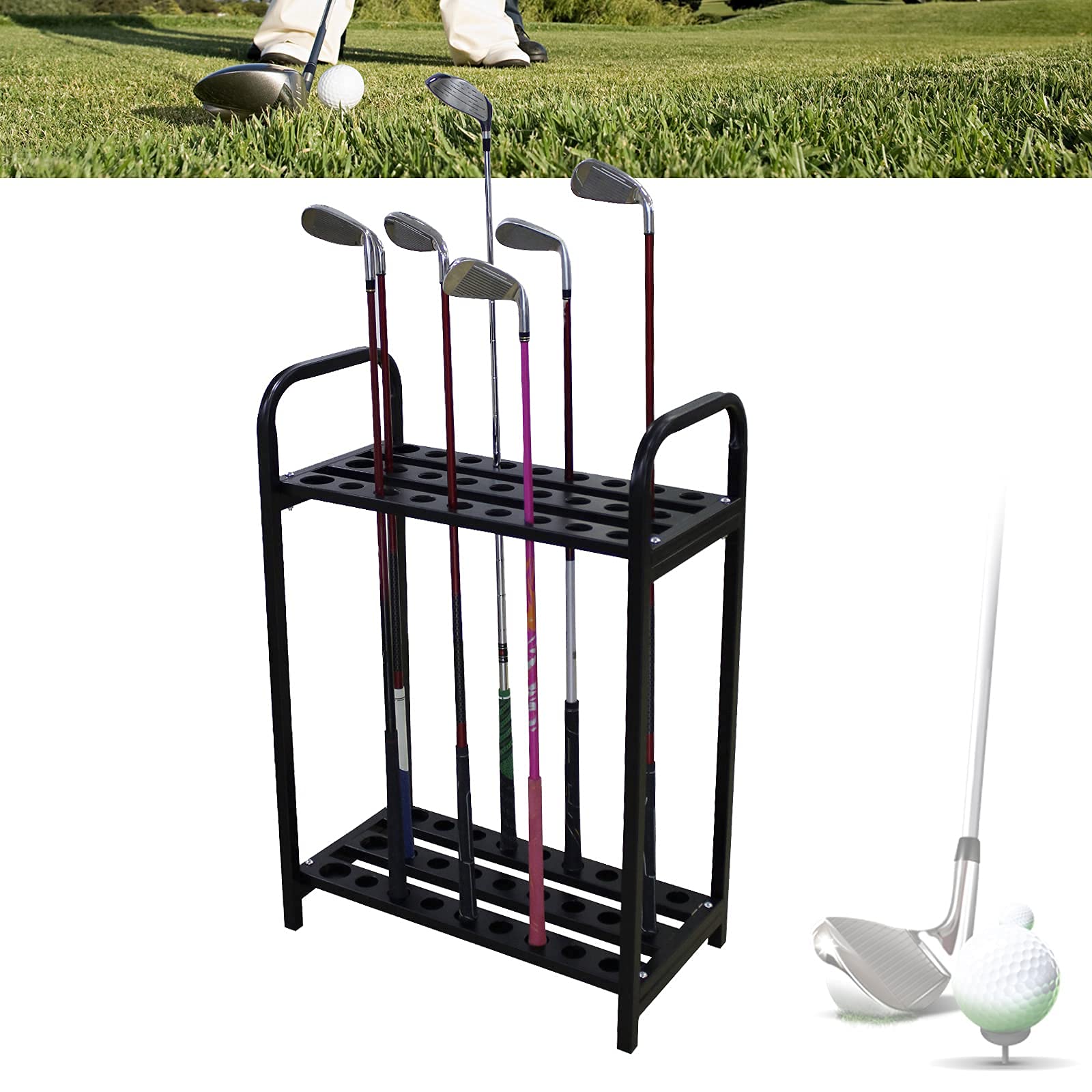 27-Hole Durable Metal Golf Club Organizer | Golf Putter Display Rack & Stand Holder | Perfect for Home, Office, or Pro Shop Storage & Organization
