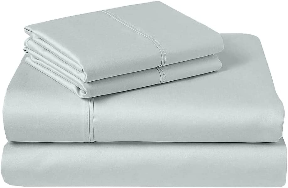 Cooling RV Short Queen Sheets 60x75 - Breathable Cotton Sheets with 15 Inch Deep Pocket - Perfect for Travel Trailers & Campers (Iced Cube Silver Solid)