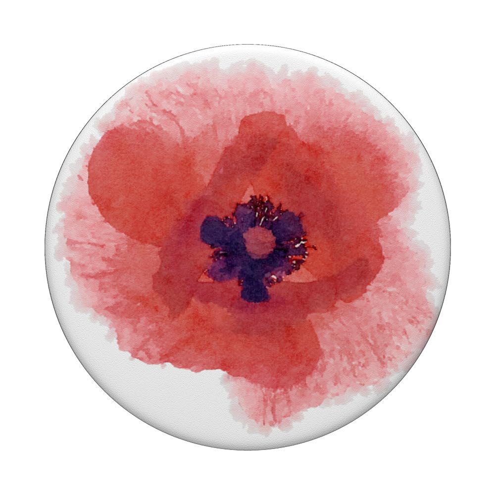 Watercolor Red Poppy Flower PopSockets - Swappable PopGrip for Phones & Tablets - Perfect for Artists, Nature Lovers & Everyday Use