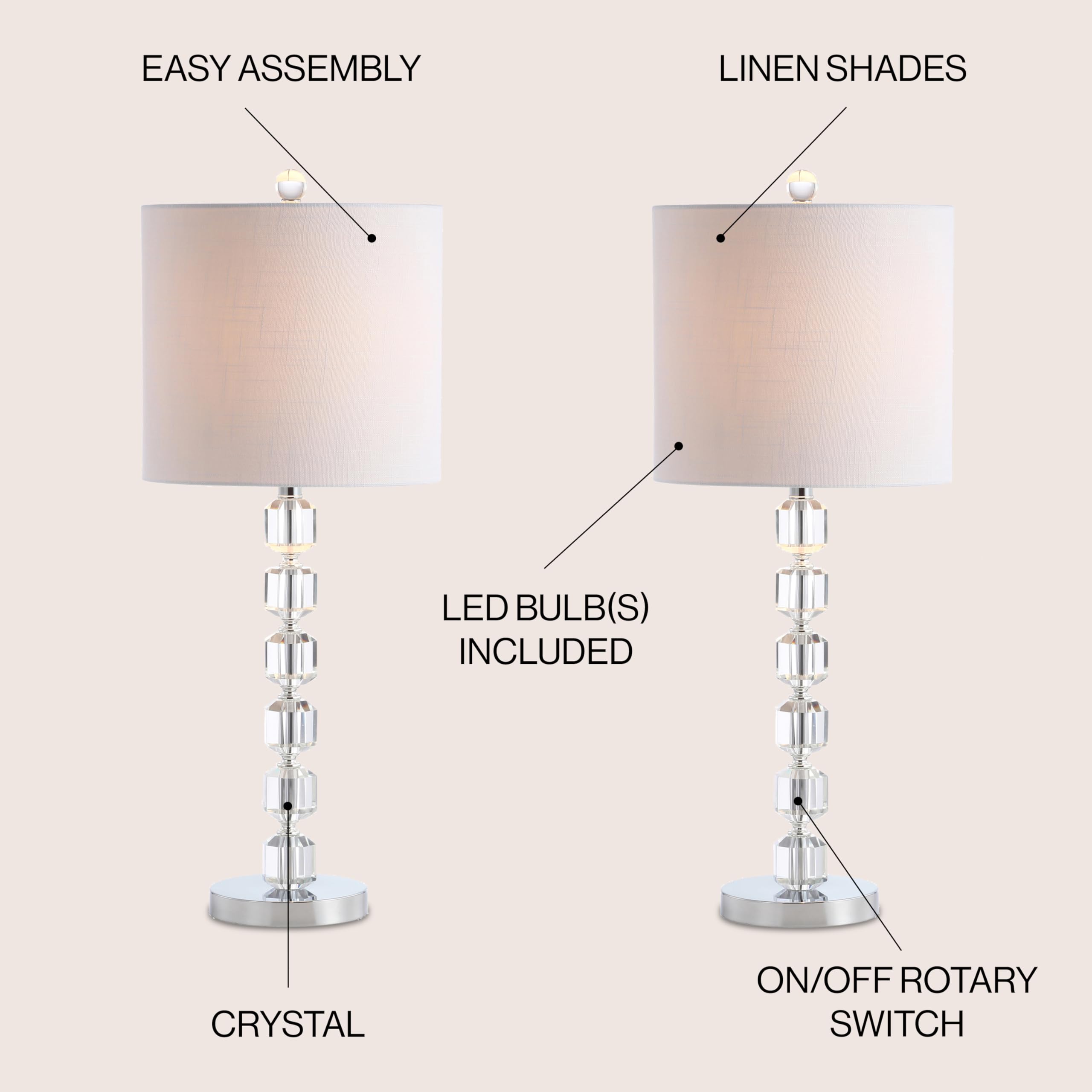 Jonathan Y JYL5053A-SET2 Set of 2 Modern Stacked Crystal/Metal LED Table Lamps - 27.5