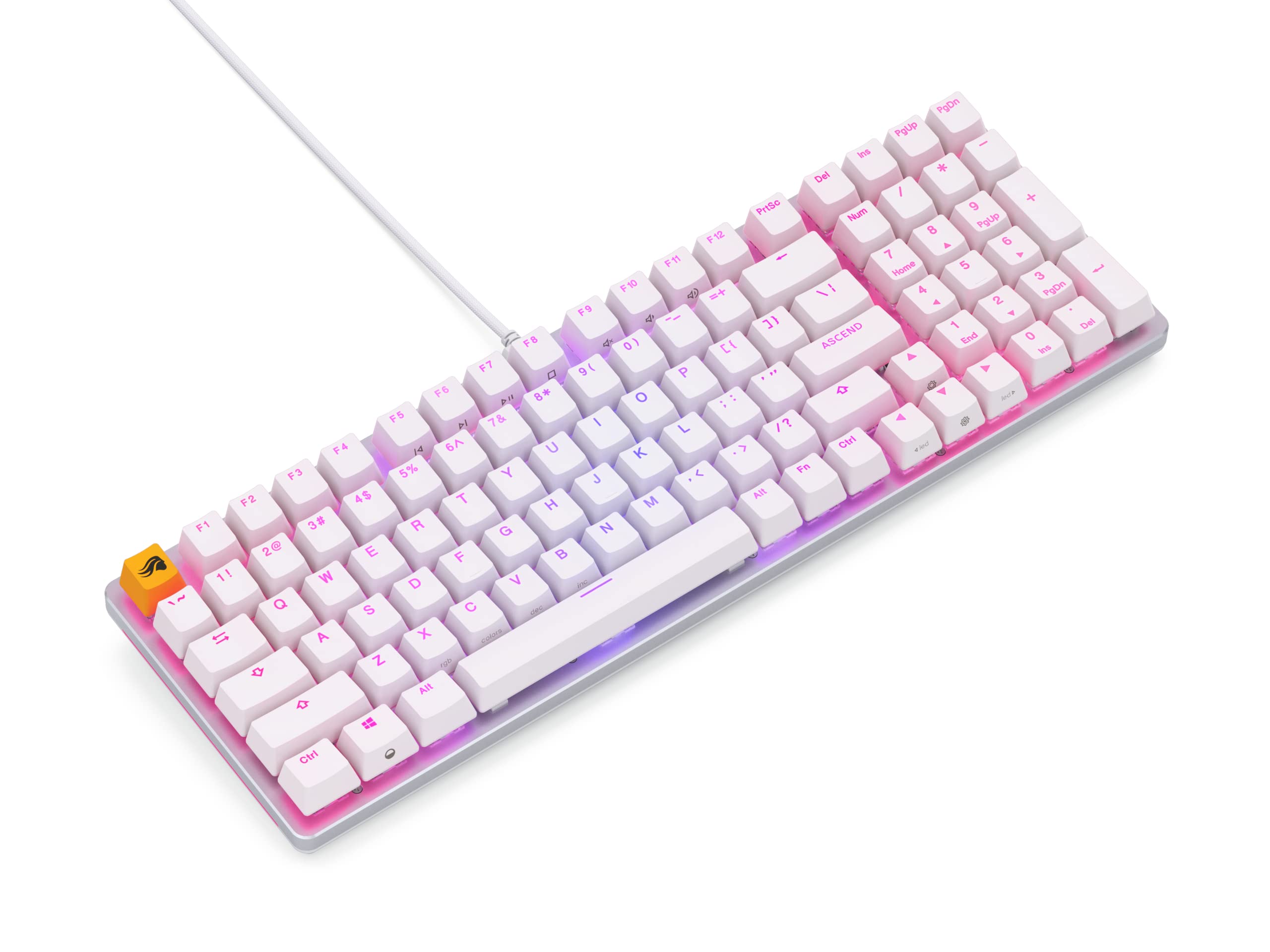 Glorious GMMK 2 TKL Hot Swappable Mechanical Gaming Keyboard with Red Switches - Wired Compact 87-Key Keyboard (White, Renewed) - Perfect for Esports, Typing & Office Work