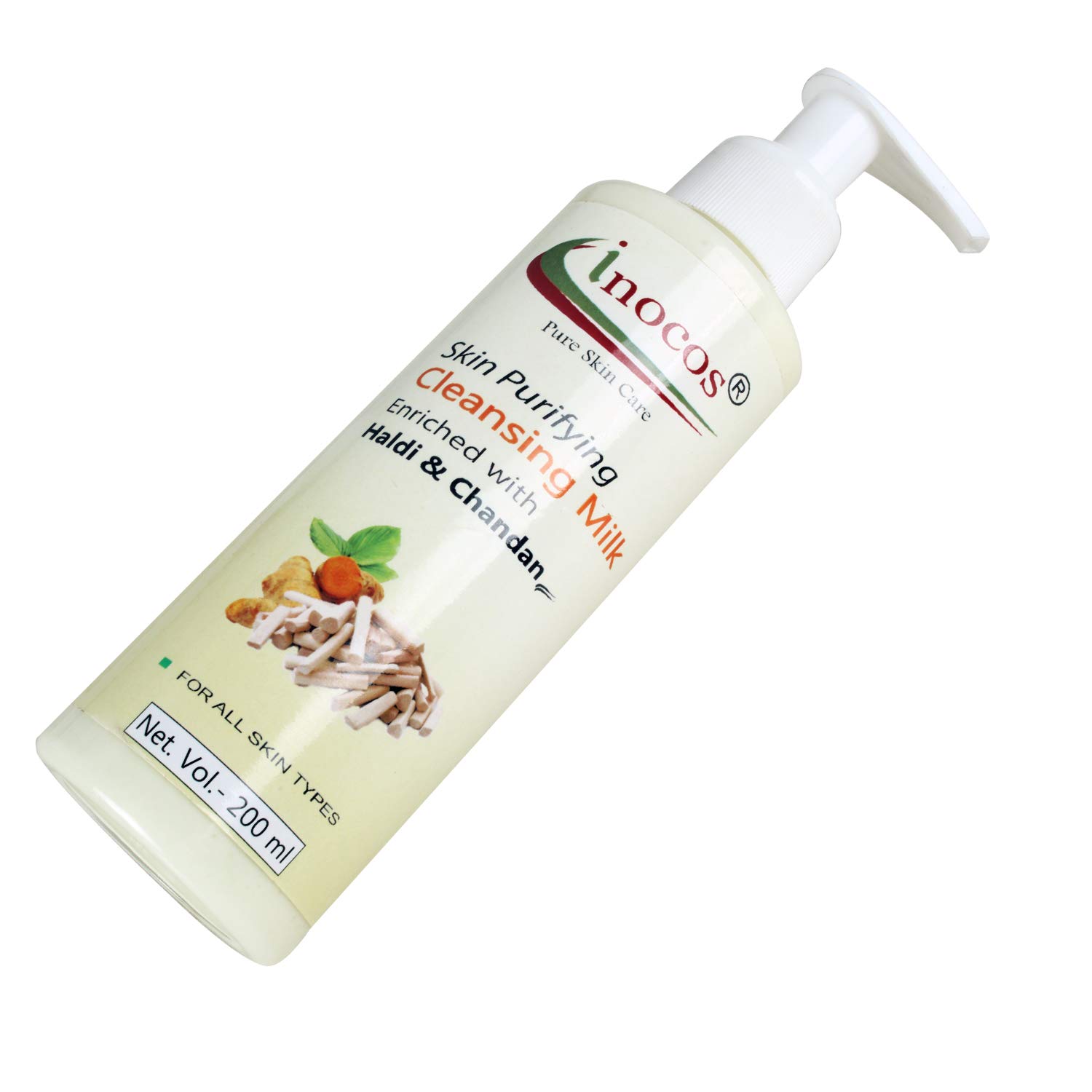 INOCOS Skin Purifying Cleansing Haldi & Chandan Milk (200ml) - Turmeric & Sandalwood Face Wash for Acne, Oily Skin & Brightening - Perfect for Daily Skincare Routine & Ayurvedic Beauty Regimen