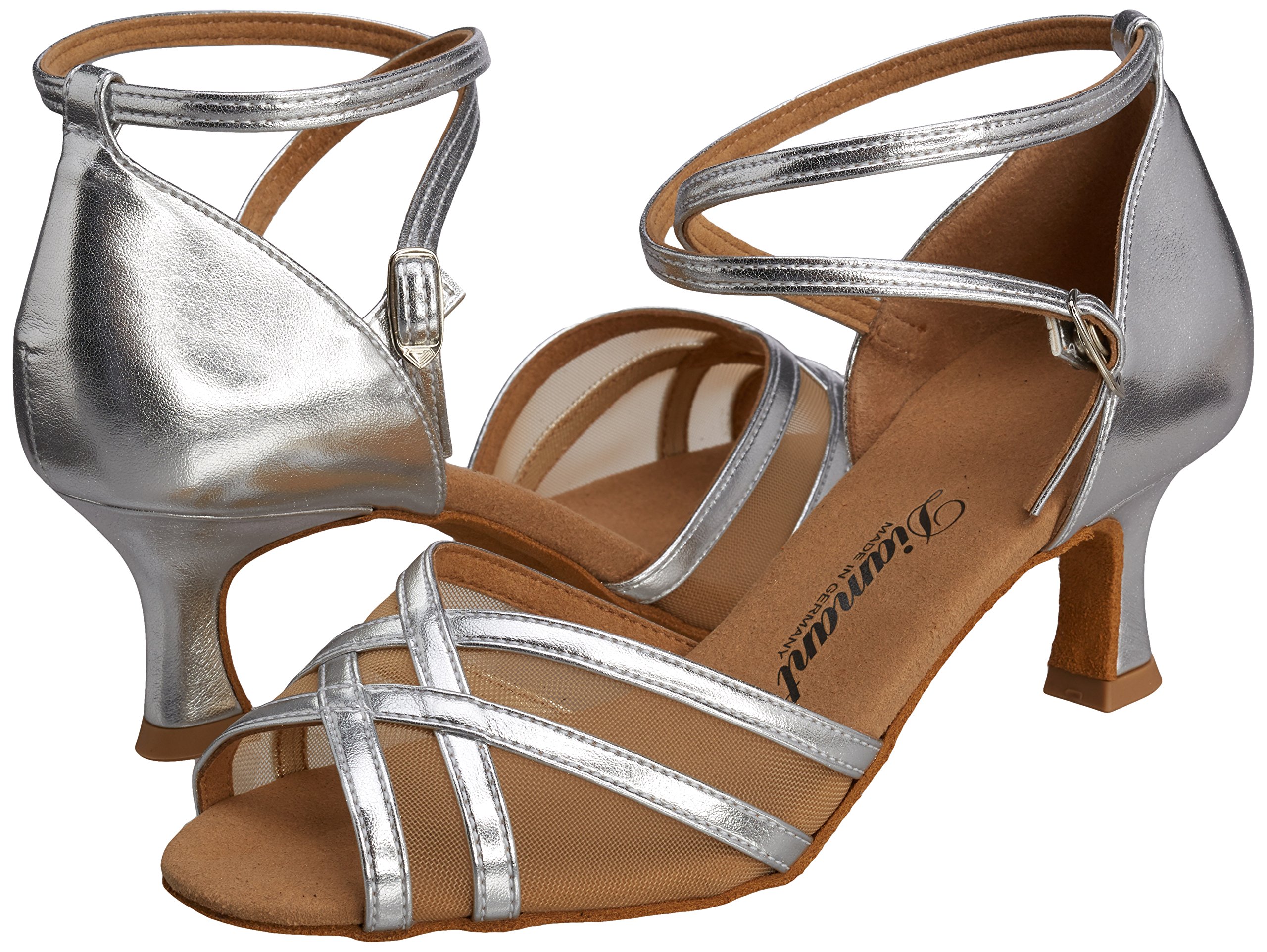 Girls Ballroom Dance Shoes - Silver Glitter Comfortable Latin Salsa Tango Performance Shoes for Kids Size 4 - Perfect for Dance Competitions, Recitals & Practice