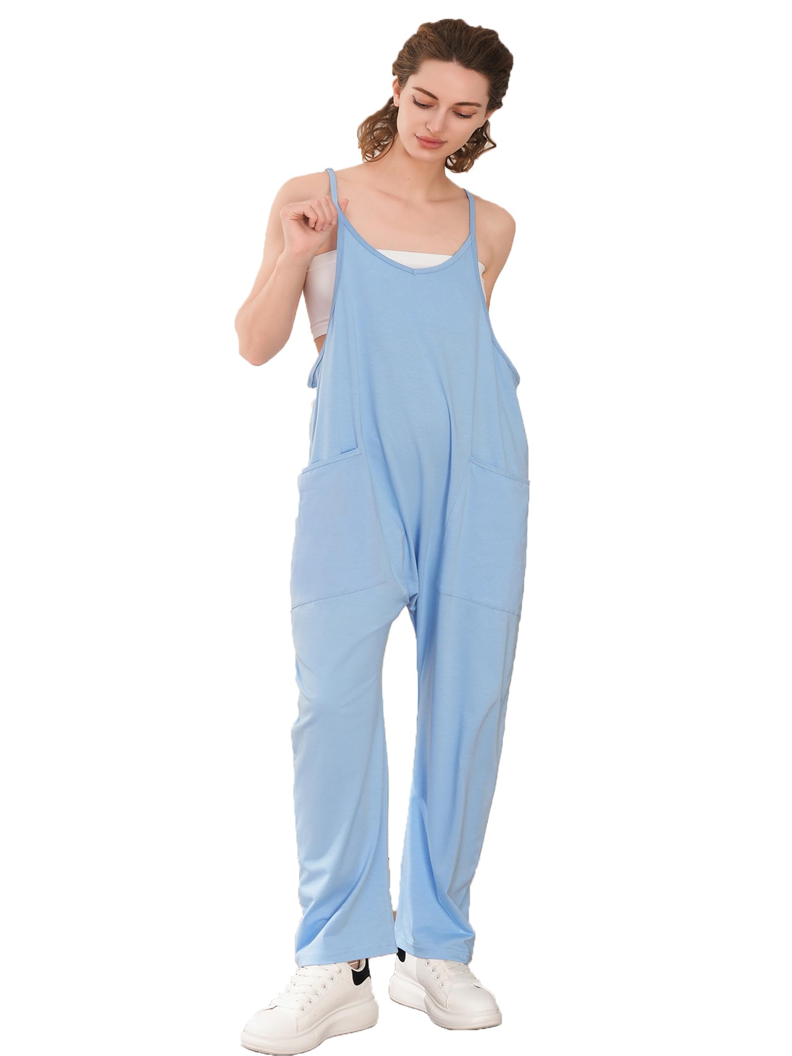 Women's Casual Summer Rompers 3 Pack - Sleeveless Loose Jumpsuits with Spaghetti Straps & Pockets | Comfortable Baggy Overalls for Beach, Travel & Everyday Wear