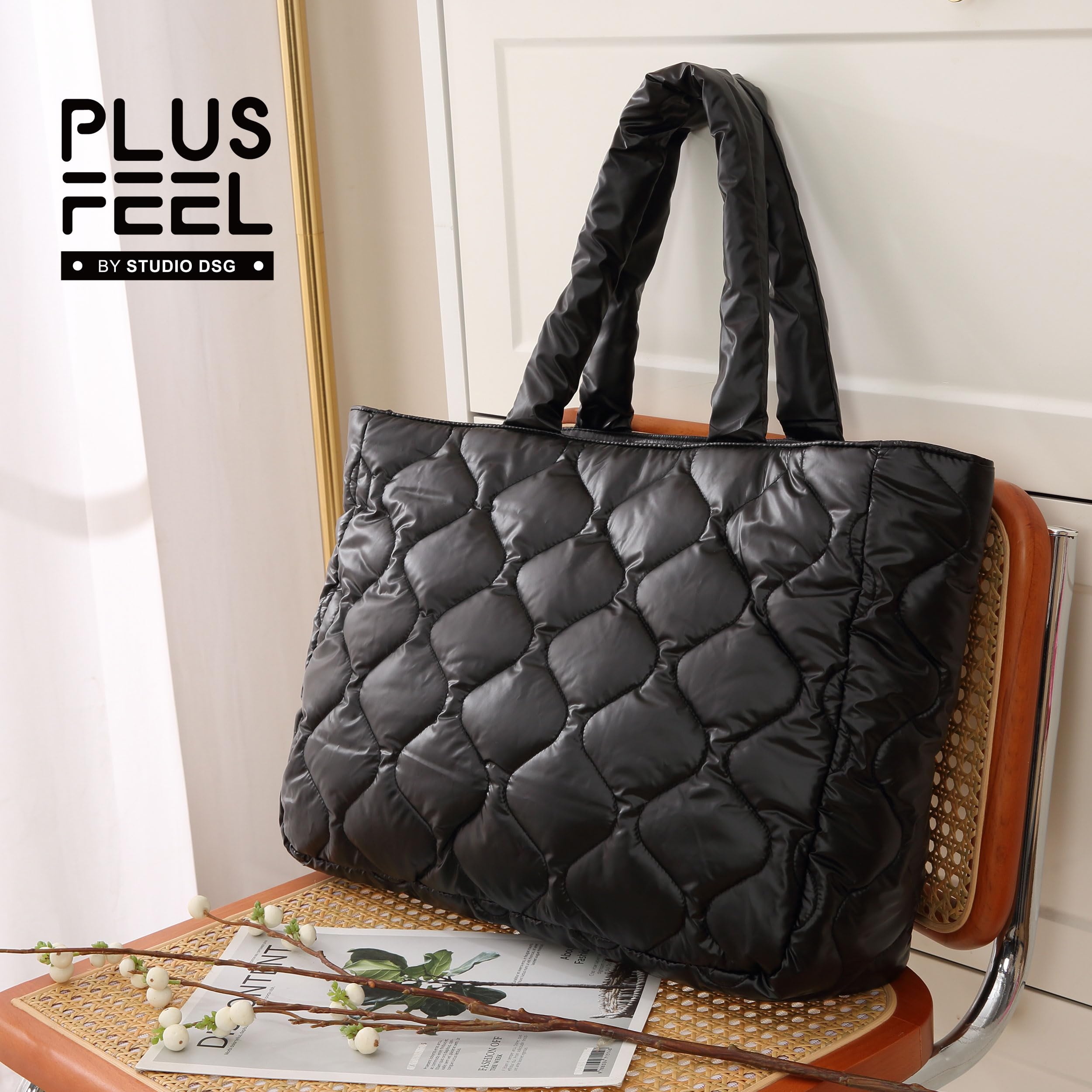 Puffy Bag for Women - Large Quilted Puffer Tote Bag with Zipper, Stylish Shoulder Handbag for Travel, Work & Daily Essentials | Perfect for Commuting, Shopping & Weekend Getaways