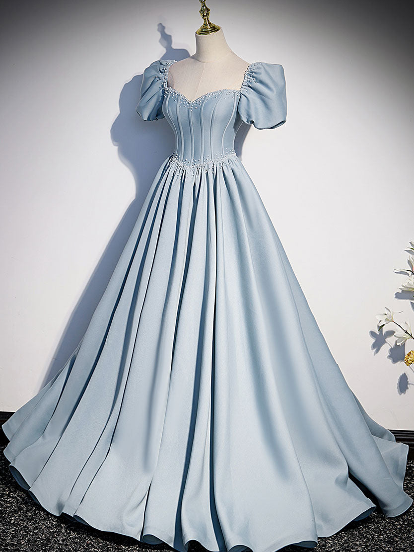 Light Blue Satin Long Prom Dress for Women - Elegant Sweet 16 Formal Gown - Perfect for Homecoming, Quinceañera & Evening Parties