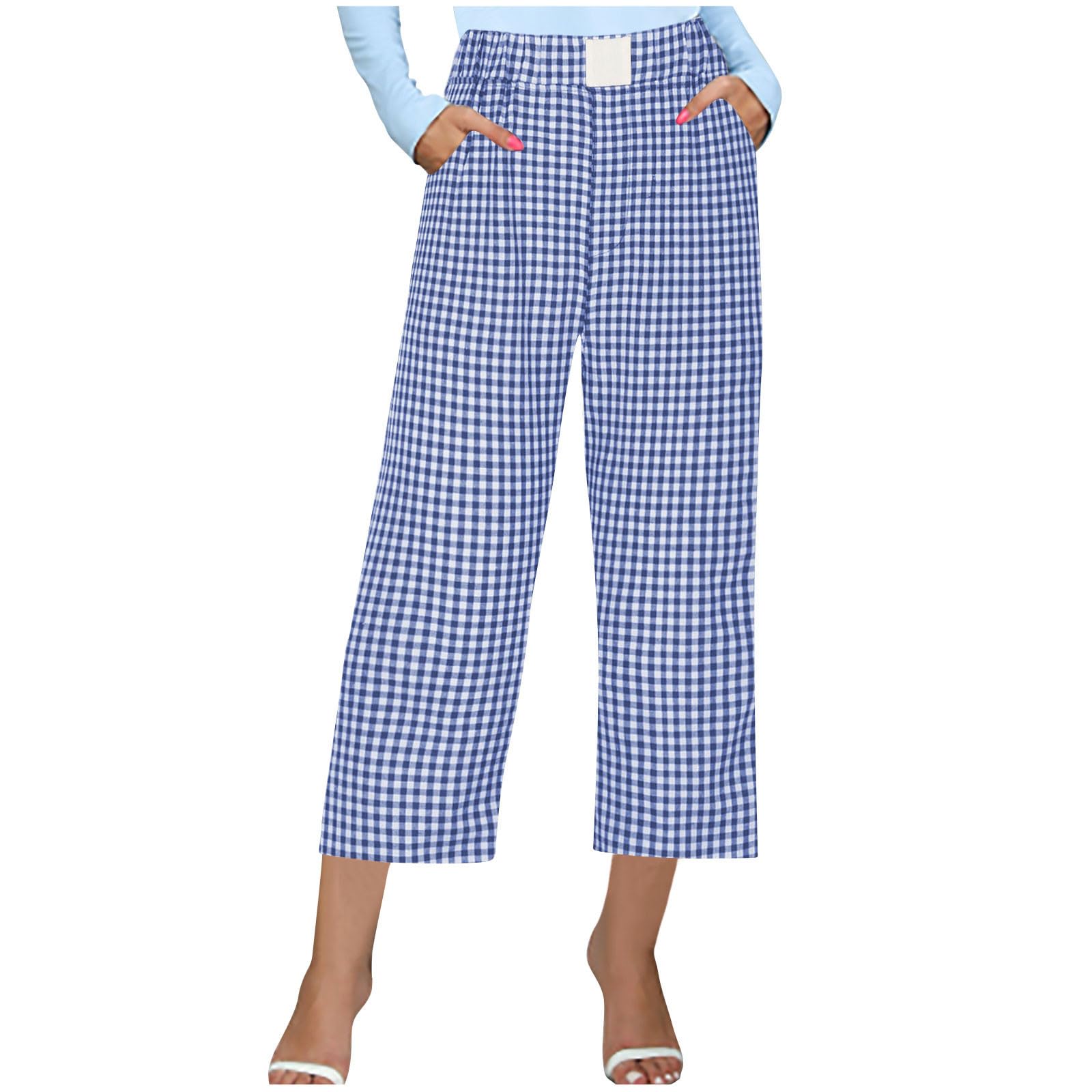 Women's Cute Plaid Lounge Shorts - Elastic Waist Boxer Shorts for Sleepwear, Dressy Front Button Shorts - Perfect for Home, Travel, and Casual Outings