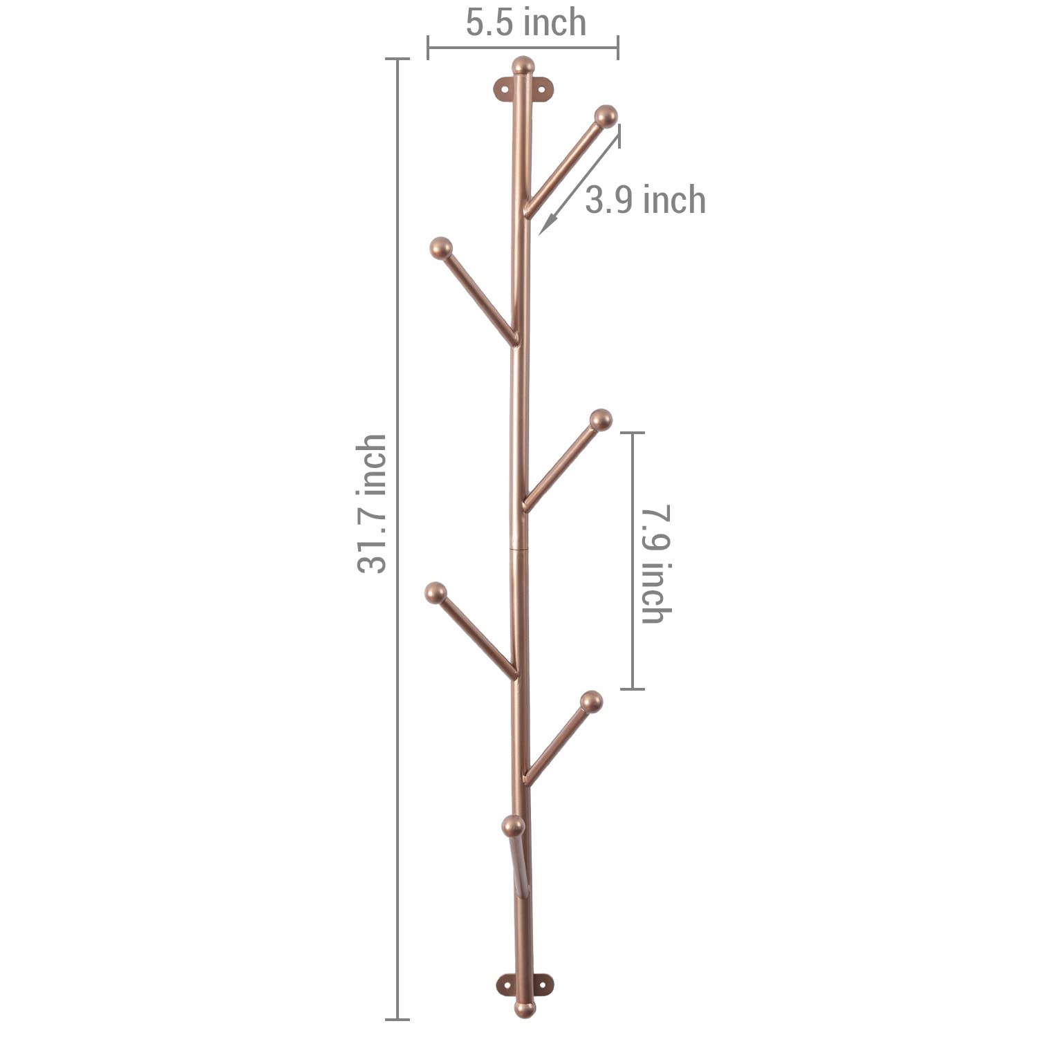Modern Copper-Tone Wall Mounted Coat Rack with Hooks - Entryway Hanger for Hats, Jackets & Accessories - Perfect for Hallway, Mudroom or Bedroom Organization