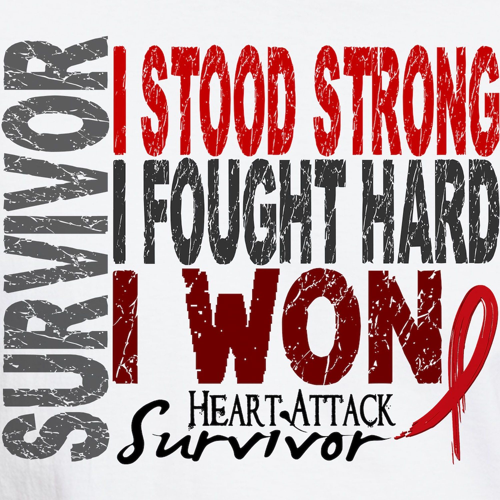 Survivor 4 Heart Attack Graphic White T-Shirt for Men | 100% Cotton Classic Tee | Funny Novelty Gift for Survivor Fans & Heart Health Awareness | Perfect for Casual Wear, Gifting & Awareness Events