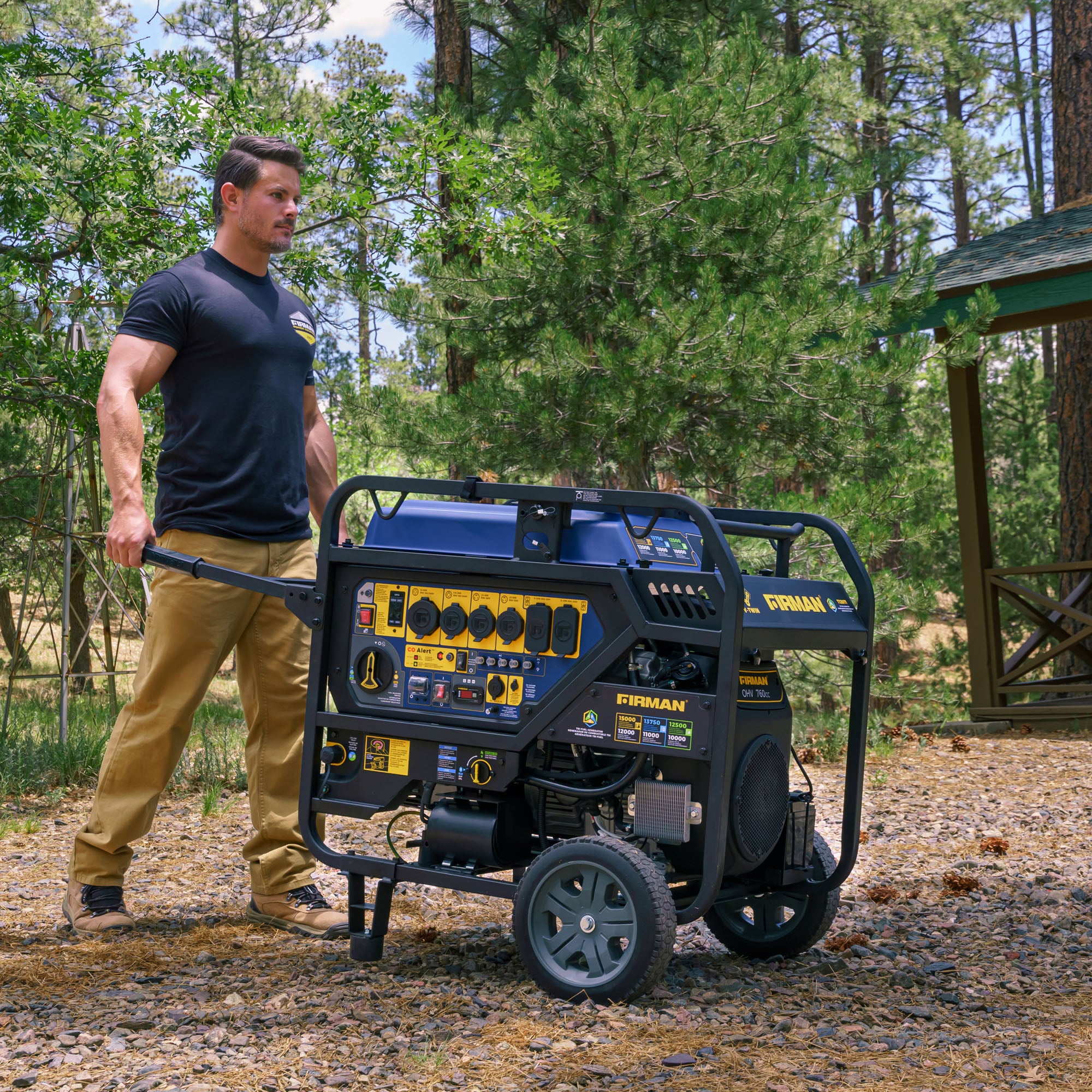 15000W Tri-Fuel Portable Generator with Electric Start & CO Alert - 120/240V Dual Voltage for Home Backup, Camping & Emergency Power