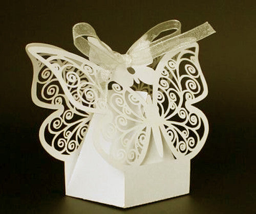 100-Piece Ivory Cream Butterfly Wedding Favors - Elegant Almond Candy Boxes for Engagement, Bridal Shower & Party Decor - Perfect for DIY Wedding Gifts & Table Centerpieces