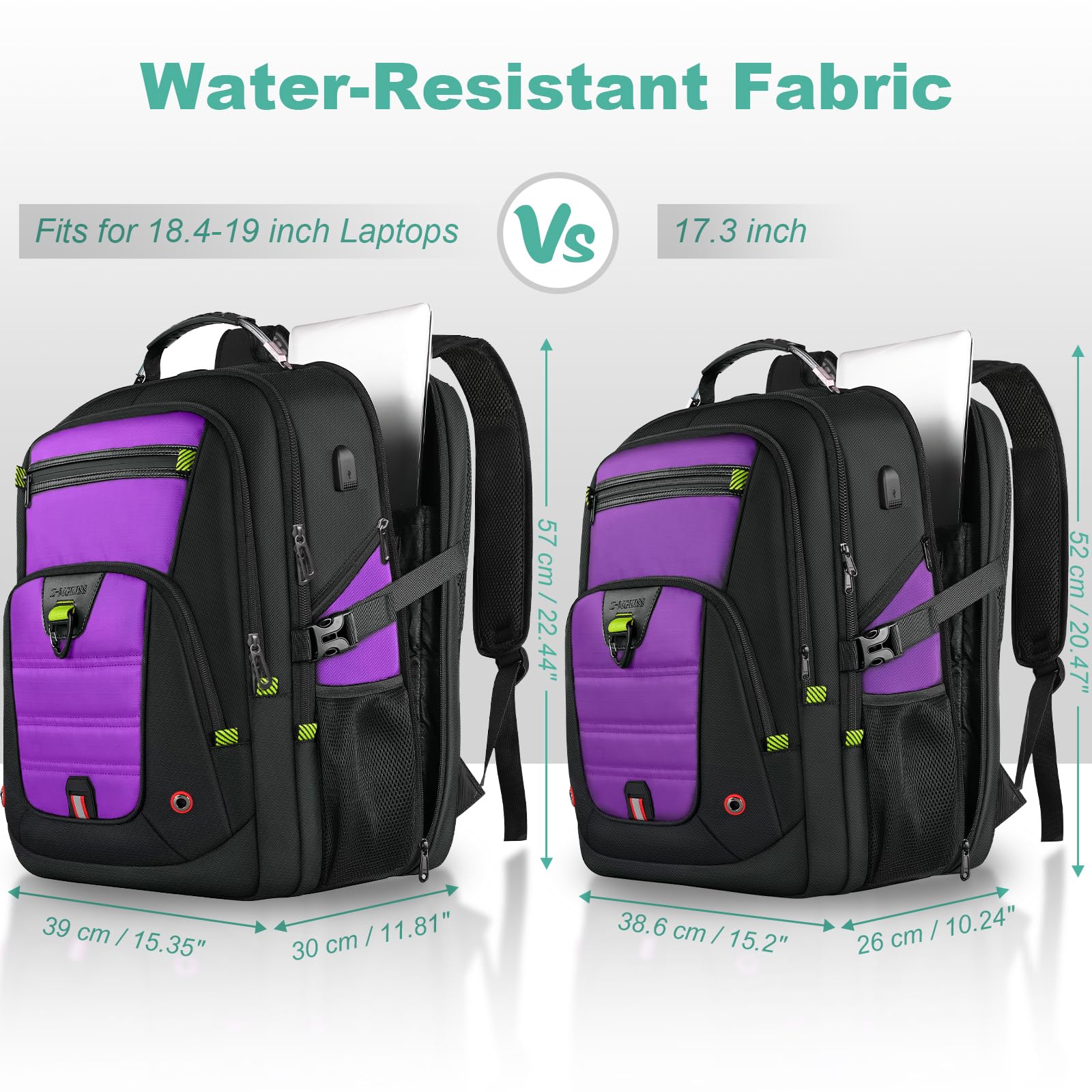 Z-MGKISS Extra Large Laptop Backpack 18.4-19 Inch - Water-Resistant Travel Backpack for Men & Women, USB Charging Port, Multiple Compartments - Perfect for Work, School, College & Business Trips
