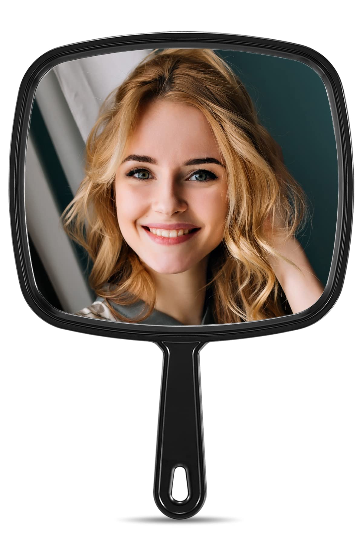 Mirrornova Extra Large Square Hand Mirror with Handle - Professional Barber & Hairdressing Mirror for Salon, Home Styling, Makeup Application & Travel Use