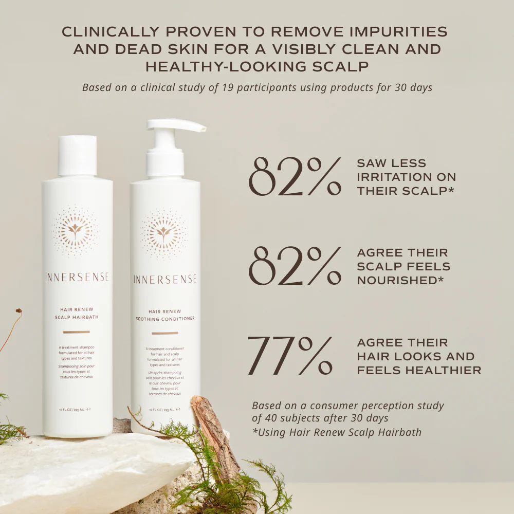 INNERSENSE Organic Beauty Hair Renew Scalp Balance Duo - Organic Shampoo & Conditioner Set for Dry Scalp & Hair Repair - Perfect for Daily Hair Care & Scalp Hydration