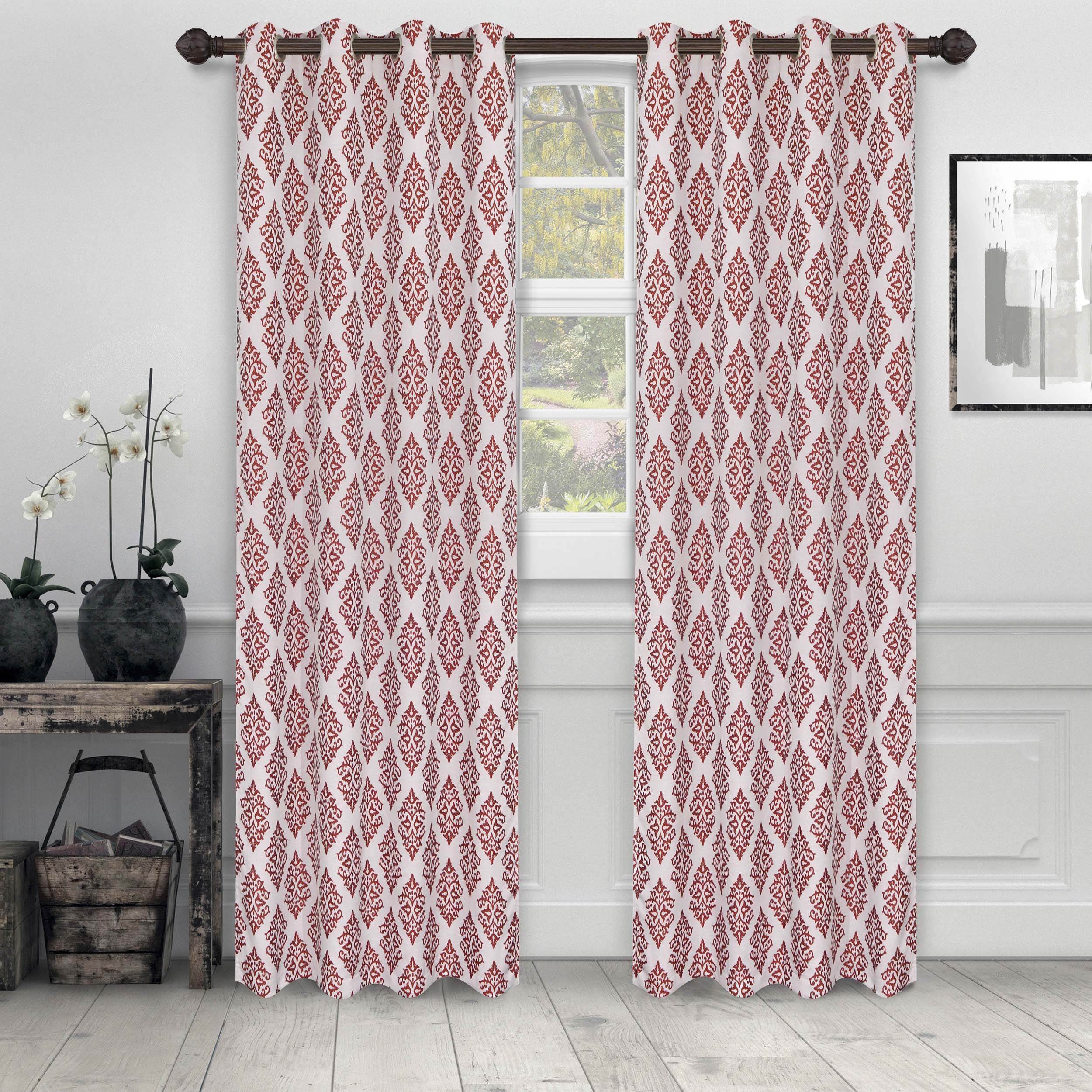 Venetian Damask Jacquard Curtain Panels Set of 2 - Luxury Window Treatments for Living Room & Bedroom