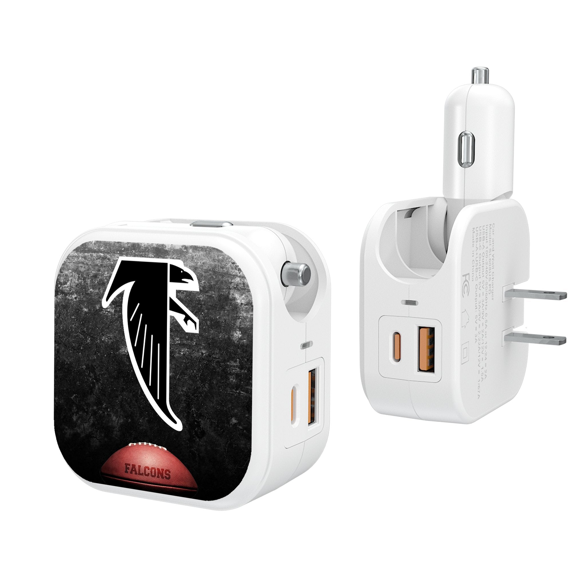 Atlanta Falcons Classic 2-in-1 USB Charger - Dual Port Fast Charging Cable for iPhone & Android - Perfect for Home, Office & Travel