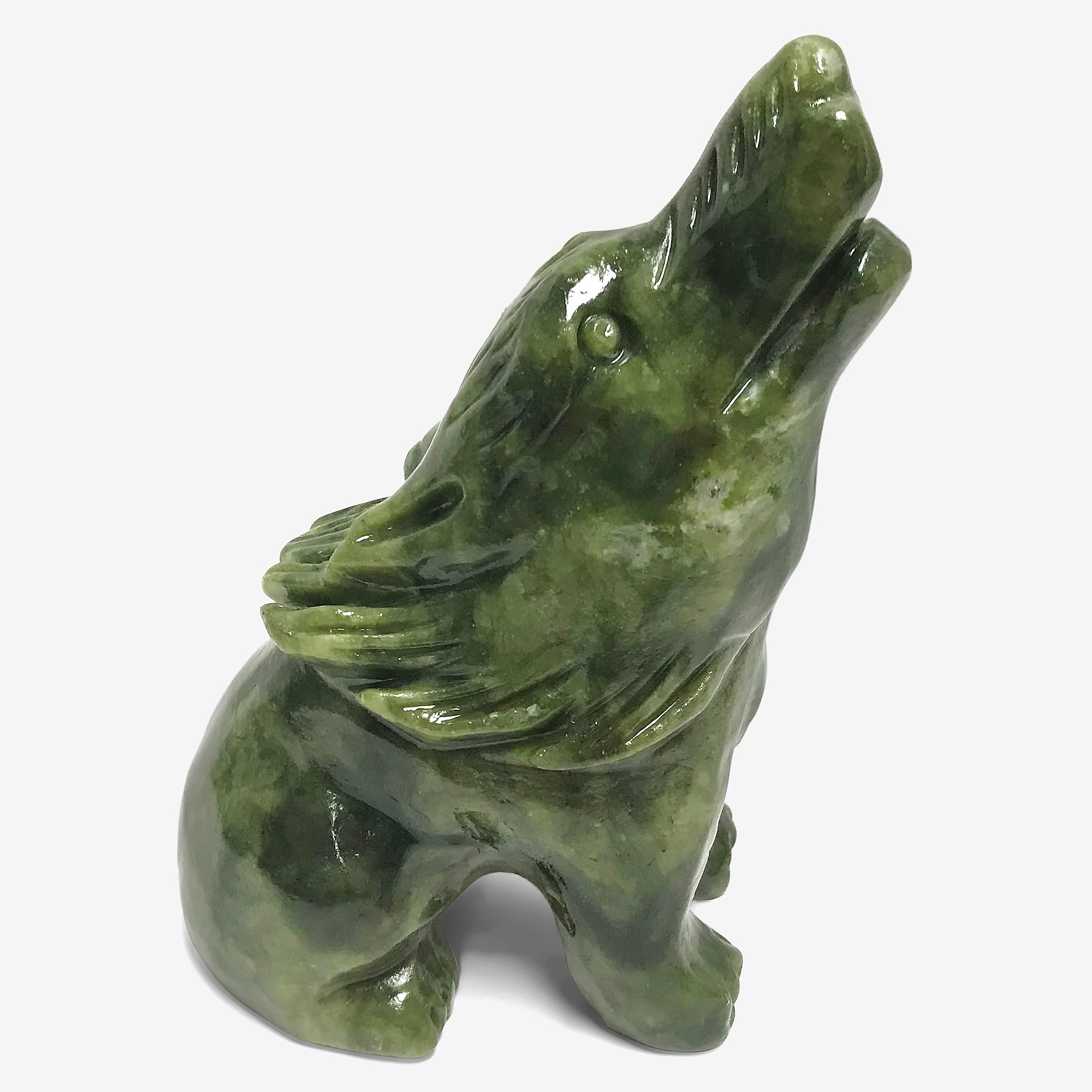 Hand Carved Wolf Nephrite Jade Crystal Figurine - 1 to 1.2 Lb Natural Jade Sculpture - Spiritual Totem, Home Decor, Gift for Collectors & Nature Lovers