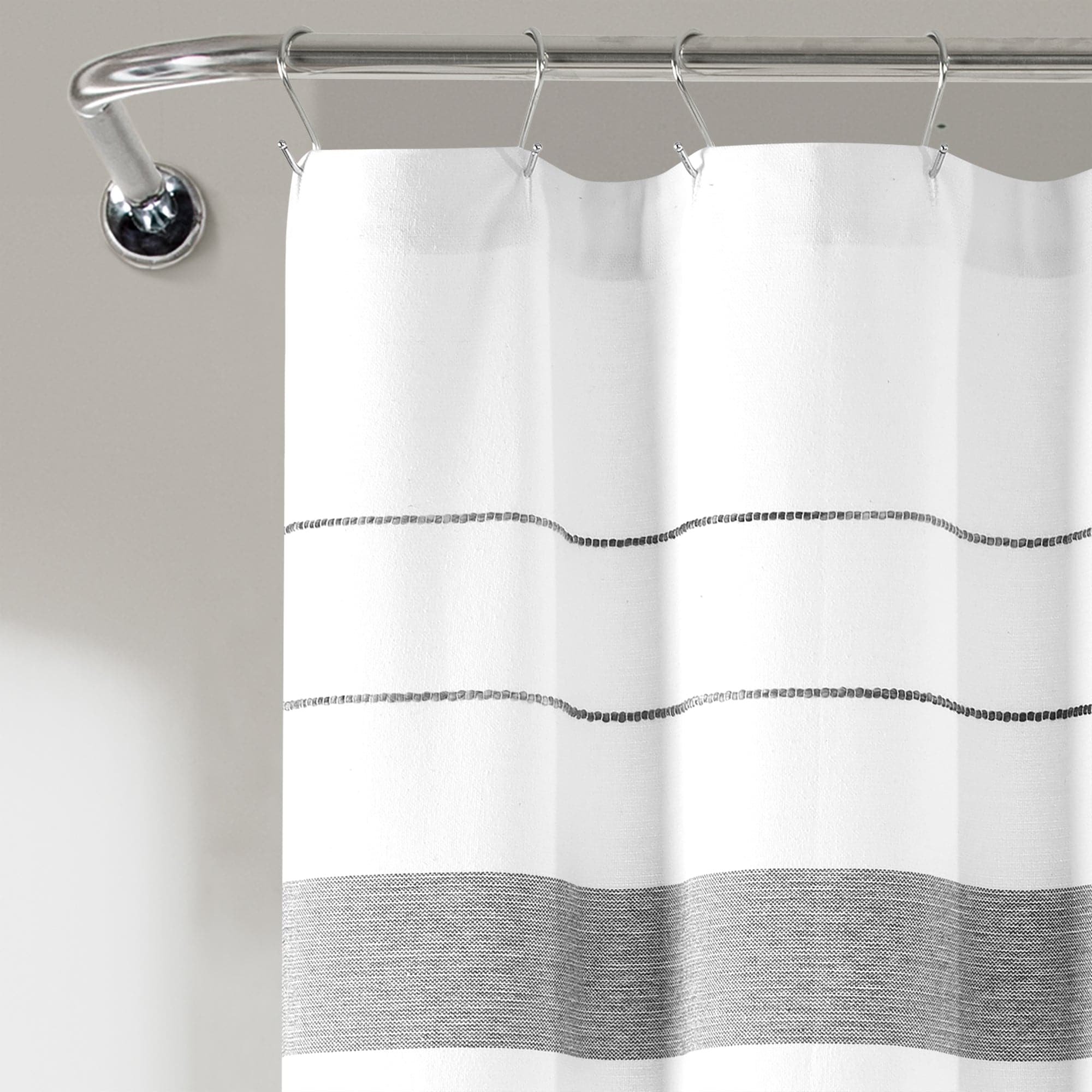 Eco-Friendly Recycled Cotton Blend Shower Curtain - Striped Yarn Dyed Design for Bathroom Decor | Waterproof & Stylish Bath Accessory for Modern Homes