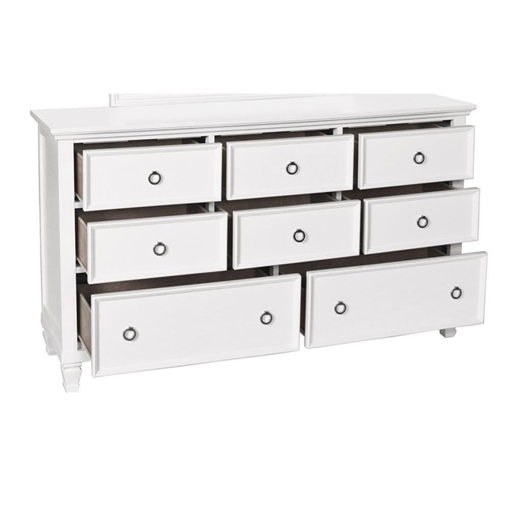 Tamarack Solid Wood 8-Drawer Dresser - Classic White Wooden Chest of Drawers for Bedroom Storage & Organization