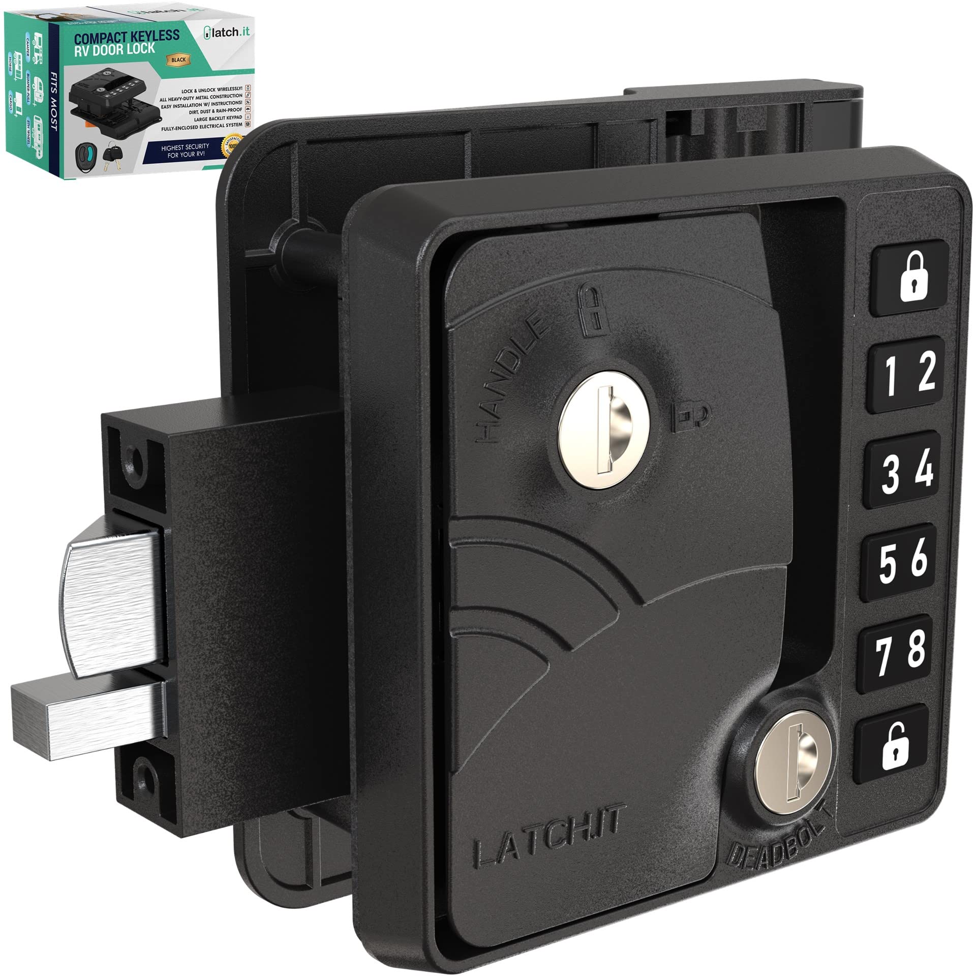LATCH.IT RV Keyless Entry Door Lock - All Metal Keyless RV Door Lock for 2.75
