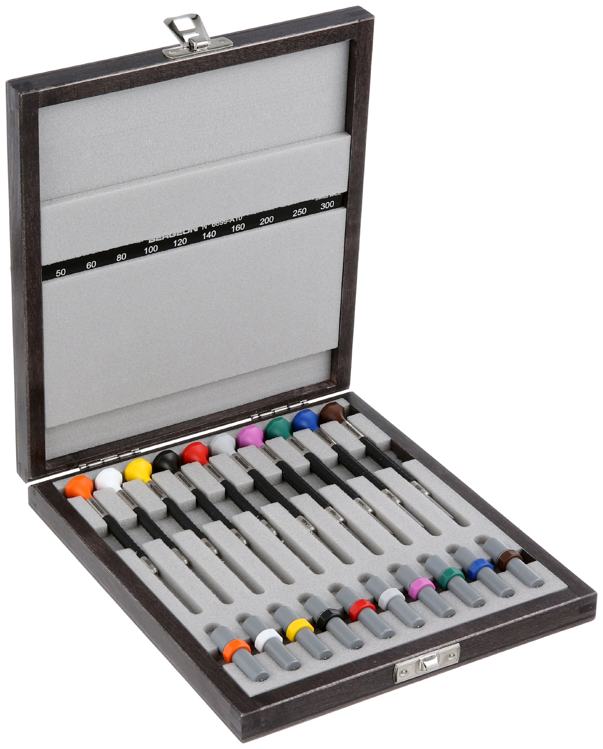 Bergeon 55-614 6899-A10 Professional 10-Piece Ergonomic Screwdriver Set with Spare Blades - Precision Watch Repair Kit for Jewelers & Watchmakers - Perfect for Watch Maintenance, DIY Repairs & Professional Horology Work