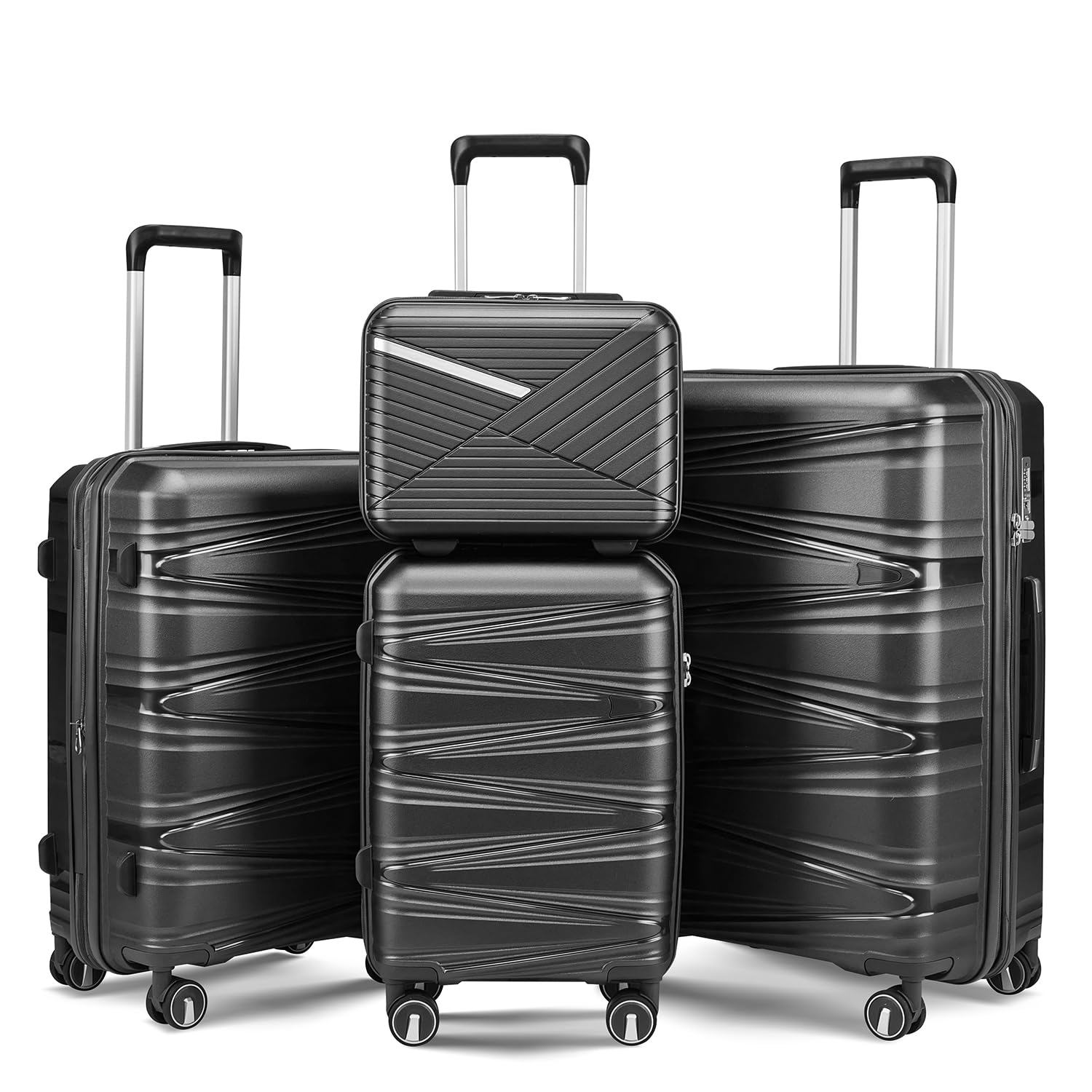 HOUAGI 4-Piece Expandable Lightweight Hard Shell Luggage Set with Spinner Wheels & TSA Lock - 12/20/24/28 Inch Suitcases for Men & Women | Perfect for Travel, Business Trips & Family Vacations