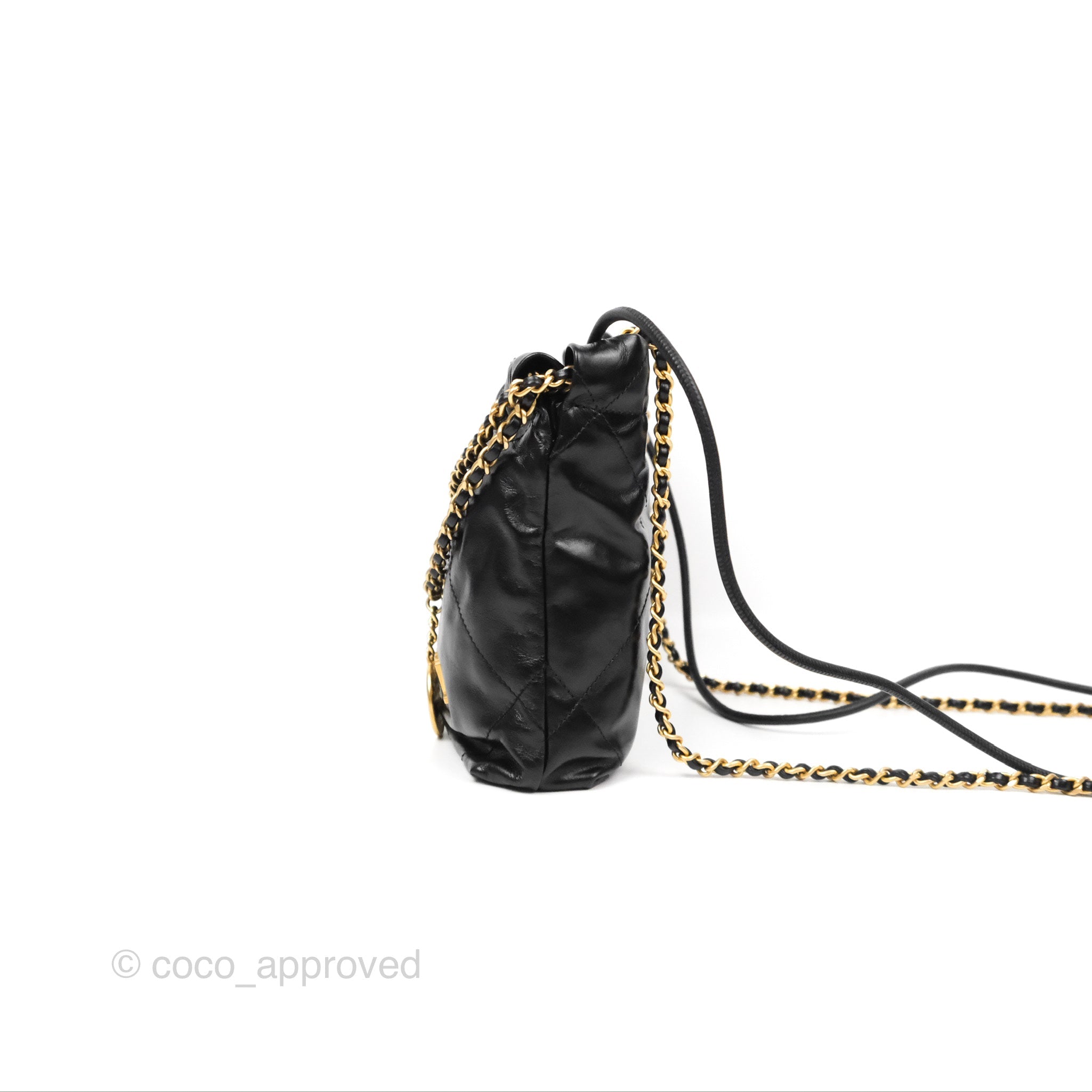 Chanel 22 Mini Bag Black Crumpled Calfskin Leather Crossbody Purse - Luxury Designer Handbag for Women, Perfect for Date Night & Evening Events