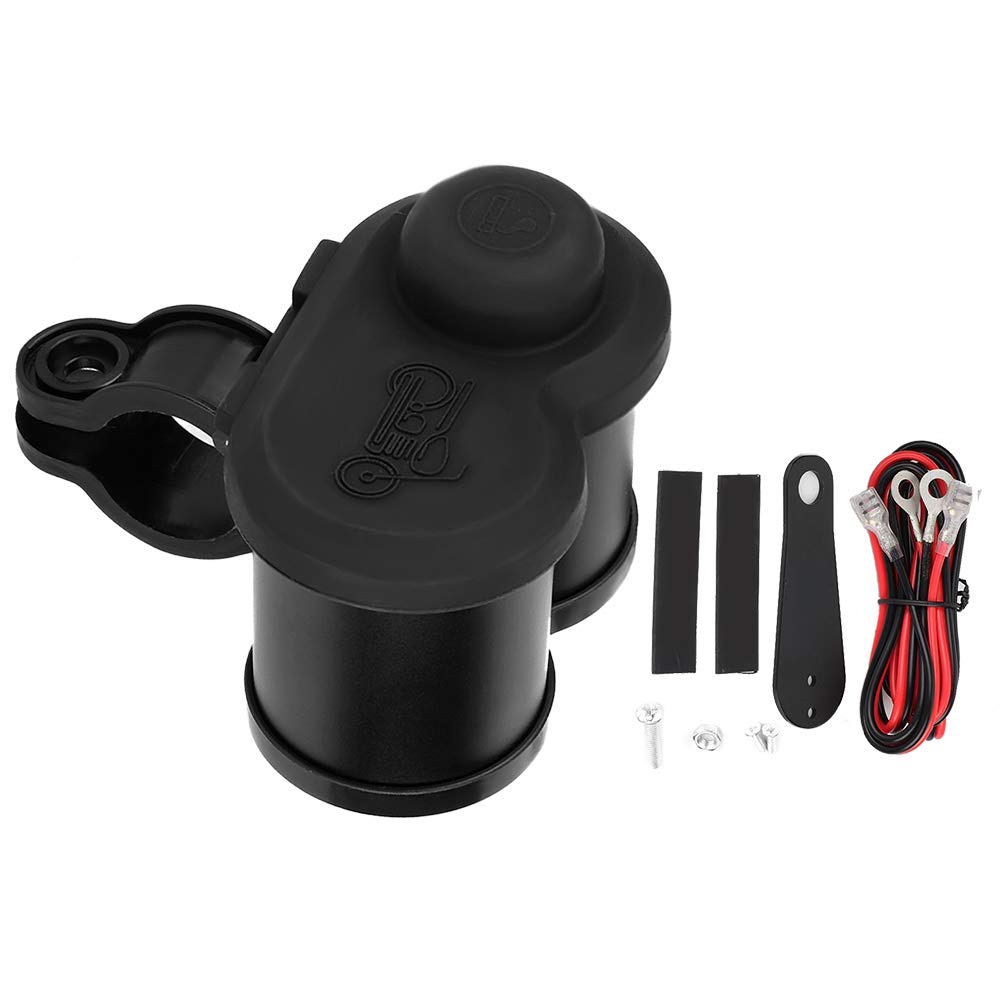 Acouto Motorcycle Dual USB Charger with Voltmeter & Lighter - For Road Trips & Commuting