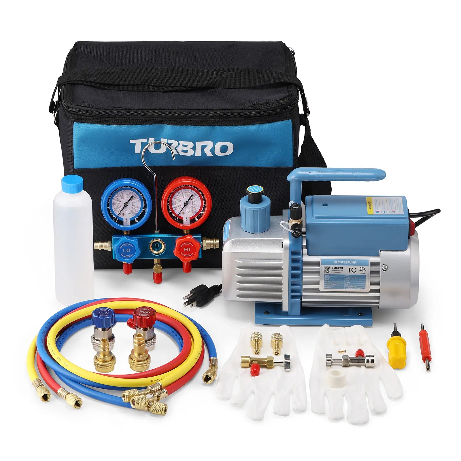 High-Quality Vacuum Pump and Gauge Set for HVAC & Auto AC Repair | Professional Refrigerant Recovery Tool Kit | Perfect for Mechanics, DIY Home Use & Automotive Maintenance
