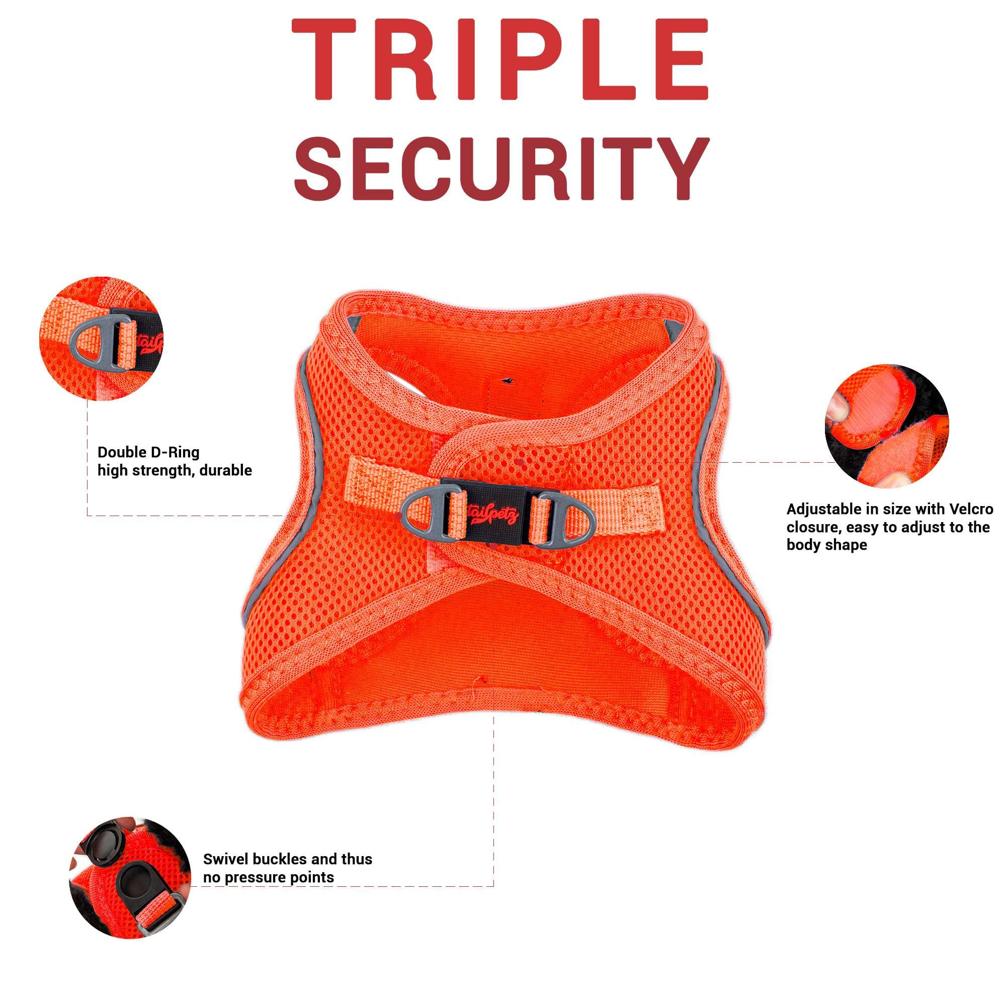 **Tailpetz Adjustable No-Pull Reflective Dog Harness for Small Dogs - Step-in Design for Puppy Training, Comfortable & Secure Fit for Small Breed Dogs (Neon Orange, Size S) - Perfect for Walks, Hiking & Outdoor Adventures**