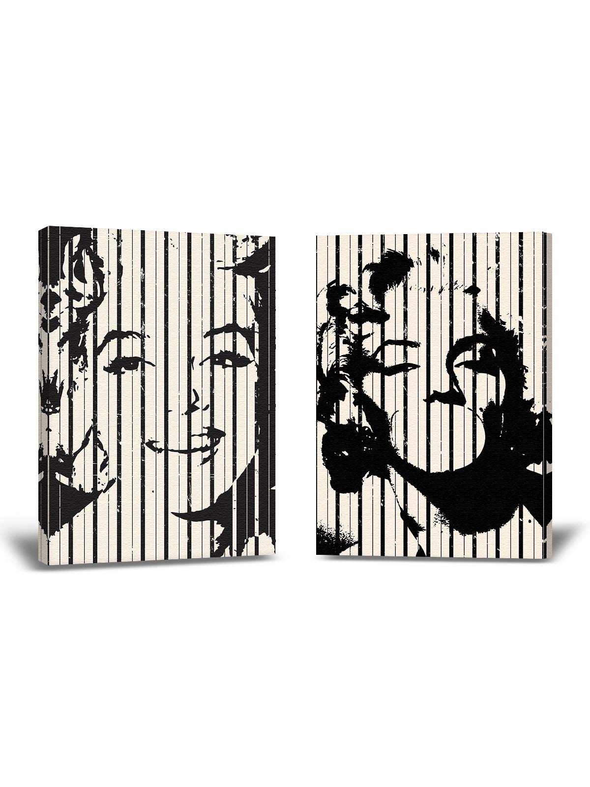 Marilyn Monroe Canvas Wall Art Set of 2 - Vintage Hollywood Glamour Portrait Posters (19x28 Inch) for Living Room, Bedroom & Office Decor - Classic White & Black Iconic Actress Wall Decor