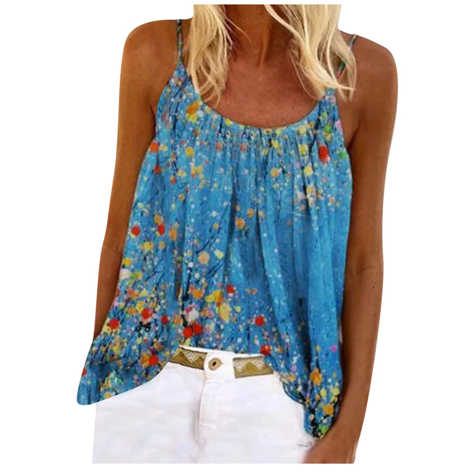 Women's Sleeveless V-Neck Printed Vest Top - Sexy Casual Blouse for Summer Outfits, Beachwear & Party Wear