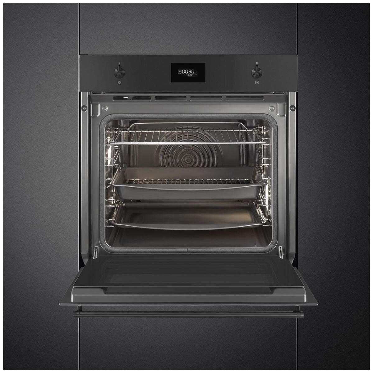 Smeg 60cm Classic Matte Black Pyrolytic Oven SOPA6301TN - Premium Built-In Electric Oven for Modern Kitchens | Perfect for Baking, Roasting & Self-Cleaning