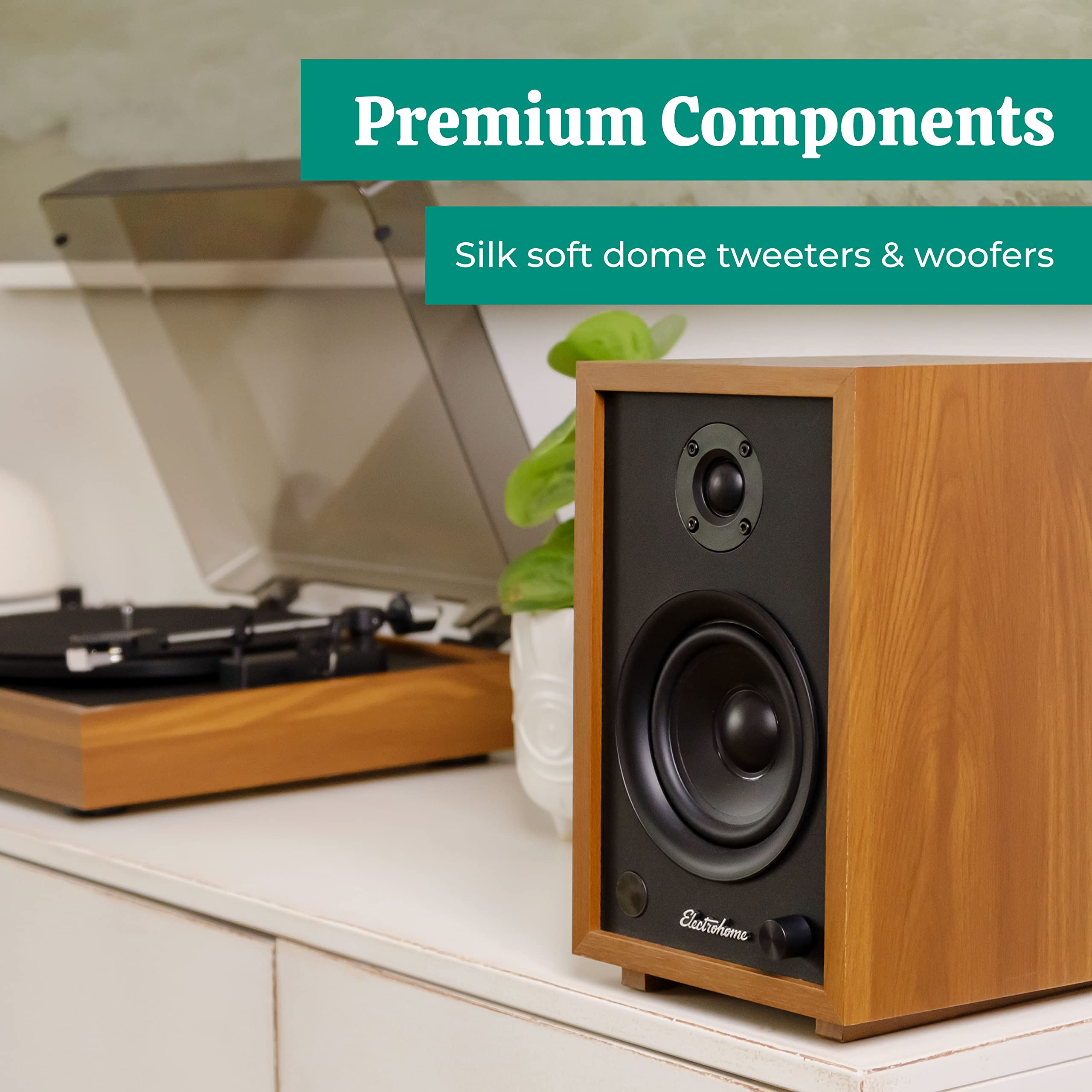 Electrohome McKinley 2.0 Stereo Powered Bookshelf Speakers with Built-in Amplifier, 4