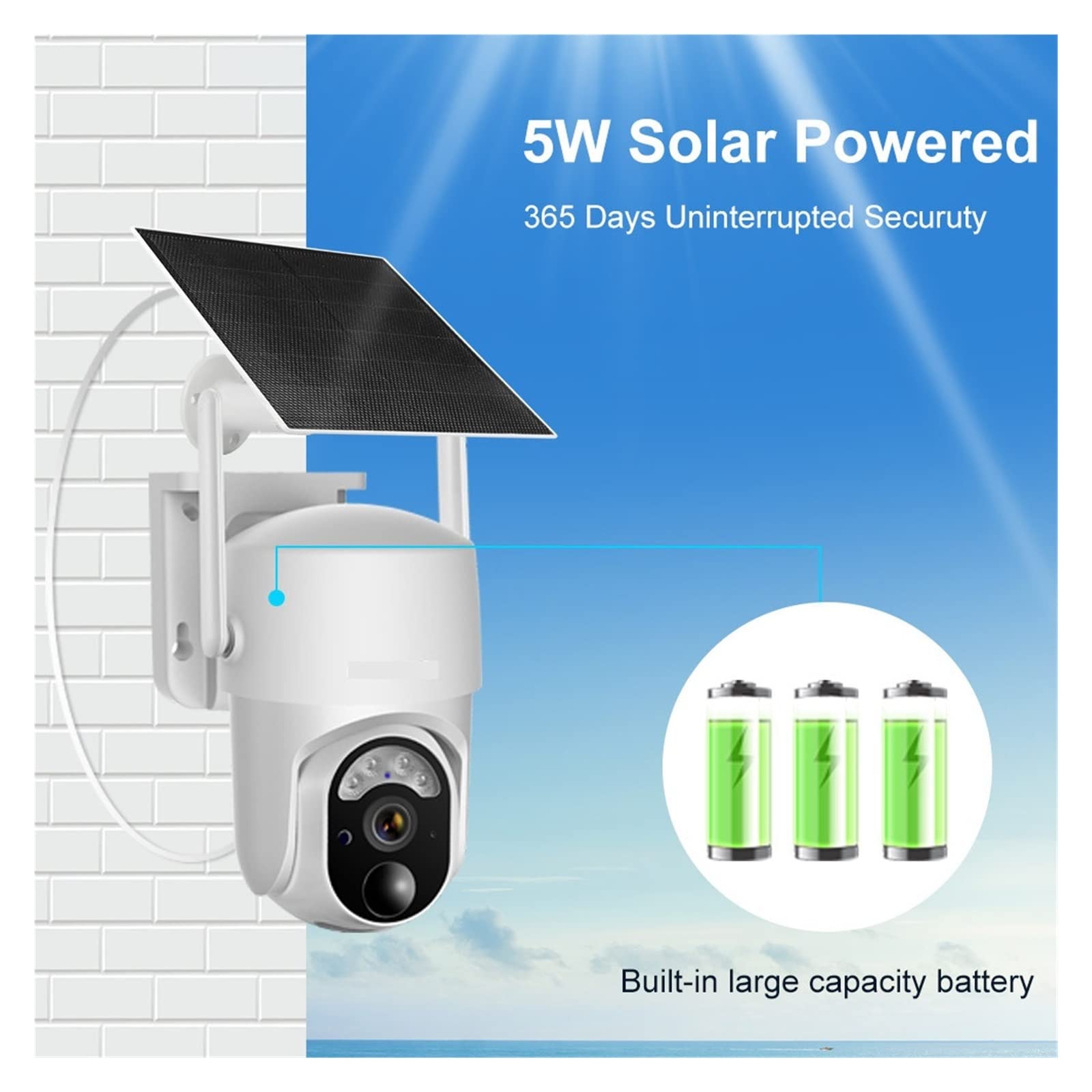 MZZYG 4MP 4G Solar Security Camera with WiFi & PIR Human Detection - Wireless Outdoor Home Security System with 5W Solar Panel & 32GB Storage - Ideal for Backyard, Garage & Property Monitoring