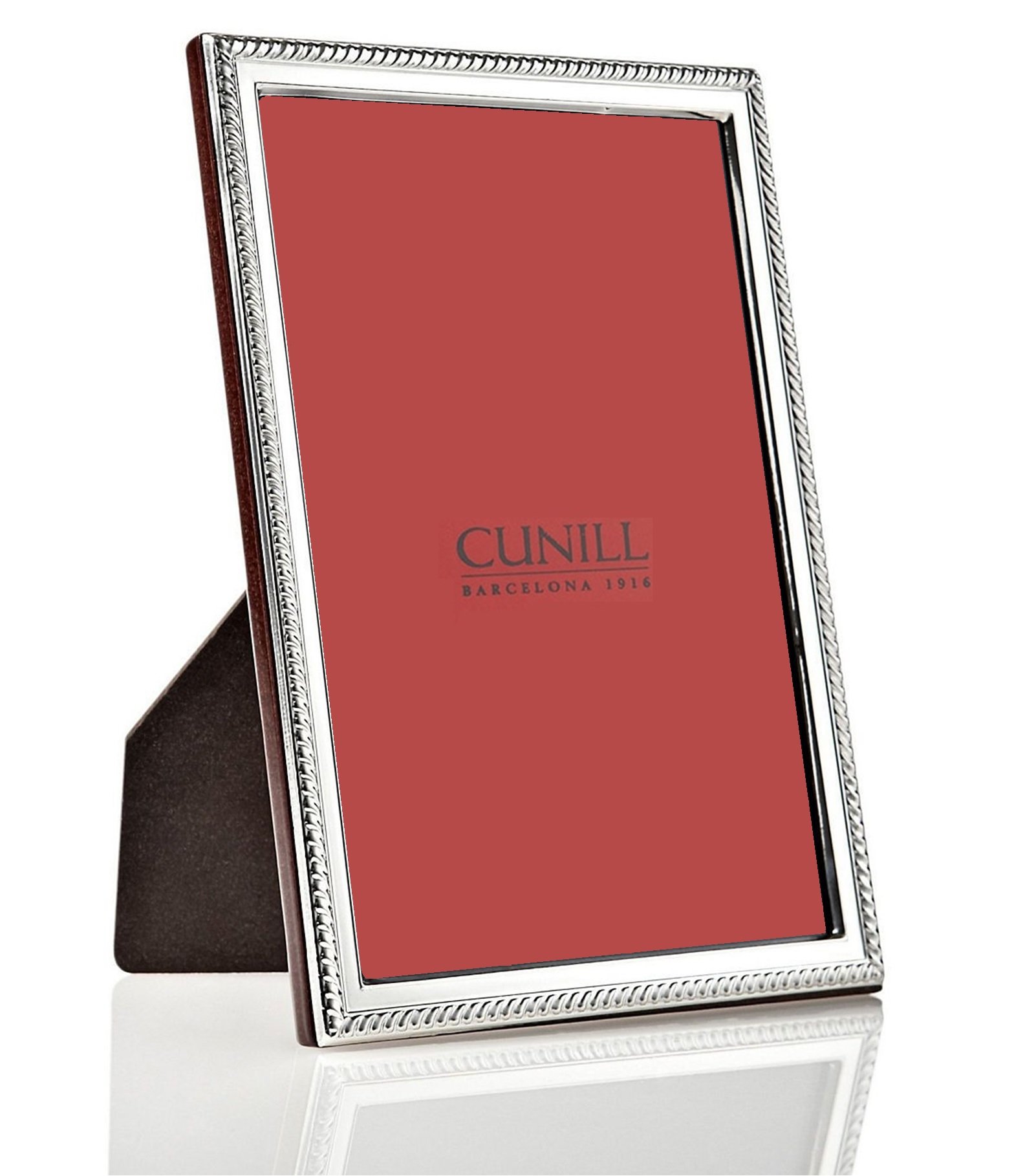 CUNILL Sterling Silver 5x7 Picture Frame - Slim Rope Design, Tarnish Resistant with Mahogany Wood Back - Perfect for 5