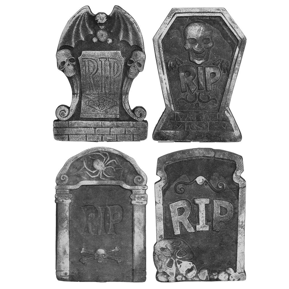 4Pcs Funny Foam Tombstones - Halloween Graveyard Decorations for Yard, Haunted House & Party Scenes | Durable & Lightweight Foam Grave Markers