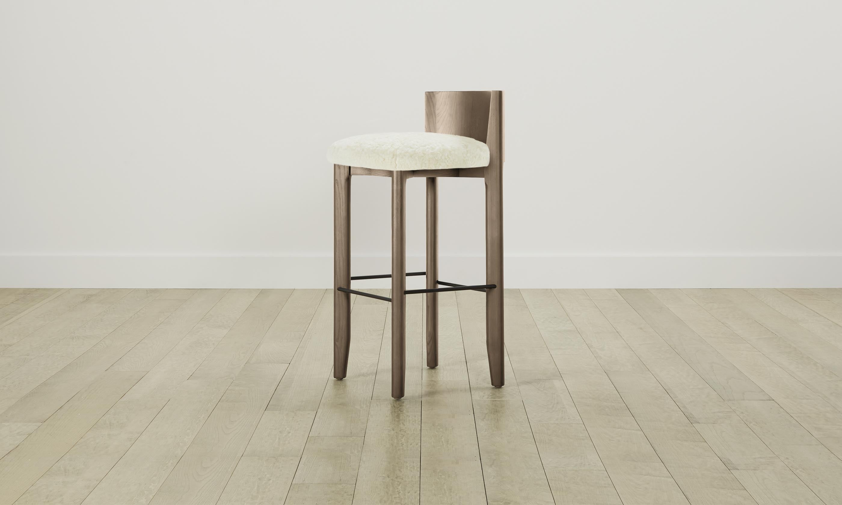 Delancey Bar & Counter Stool with Shearling Upholstery in Ivory - Perfect for Kitchen Islands, Breakfast Bars & Modern Home Decor