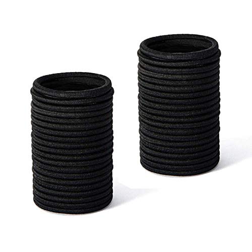 100 Pieces Black Elastic Hair Ties - No Metal Hair Bands for Women & Girls - Soft Ponytail Holders for Thick, Curly & Straight Hair (4mm) - Perfect for School, Workout, Yoga & Daily Styling