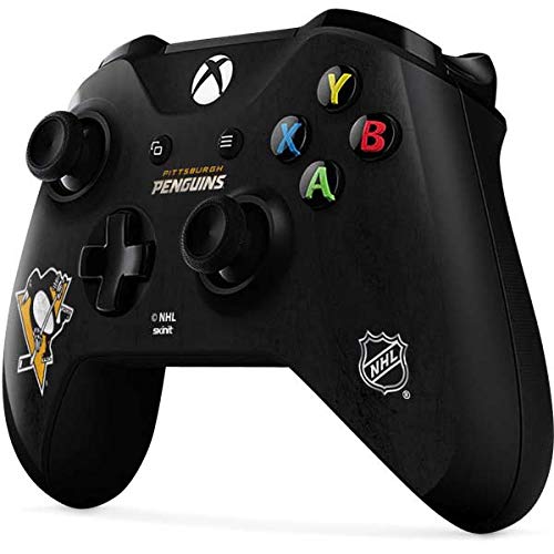 Official NHL Pittsburgh Penguins Distressed Gaming Skin for Xbox One X Controller - Custom Decal Wrap with Anti-Slip Grip - Perfect for Gaming Tournaments & Collector Displays