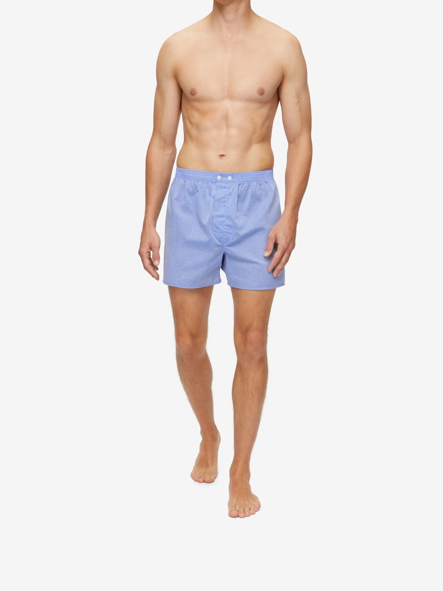 DEREK ROSE Amalfi Cotton Batiste Men's Classic Fit Boxers - Soft Breathable Underwear for Everyday Comfort | Perfect for Work, Travel & Lounge Wear (Blue)