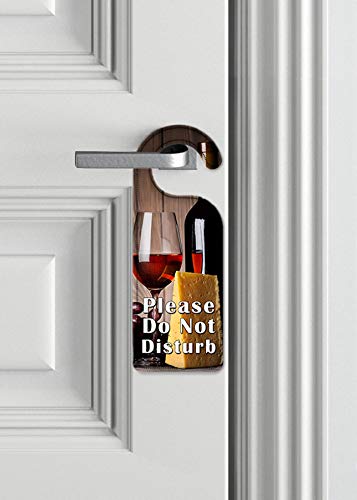 Do Not Disturb Door Hanger Sign - Red Wine & Cheese Art Plate - Perfect for Hotels, Bedrooms & Privacy Moments