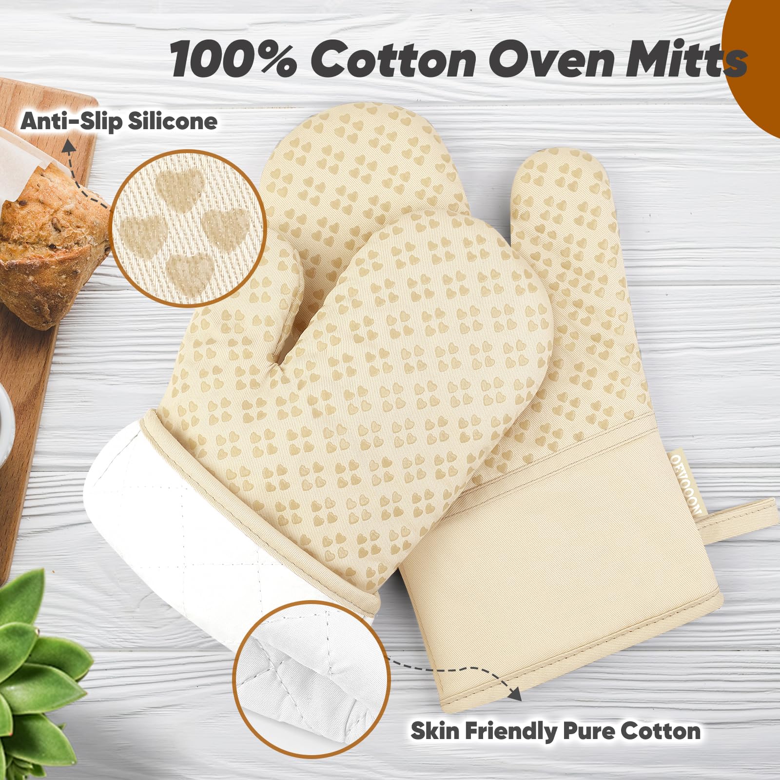 Heat Resistant Oven Mitts and Pot Holders Set of 4 - 500℉ Protection with Non-Slip Silicone Surface - Kitchen Essentials for Cooking, Baking, Grilling & BBQ - Perfect for Home Chefs & Holiday Cooking Gifts