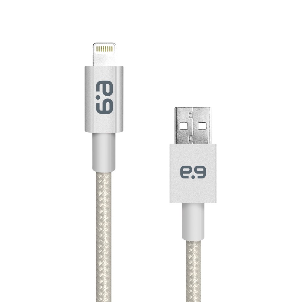 Premium Braided Metallic Lightning Cable for iPhone - 4ft Durable Fast Charging Sync Cord (Silver) | Compatible with iPhone 14/13/12/11/X/8 & More | Home, Office, Car Charging